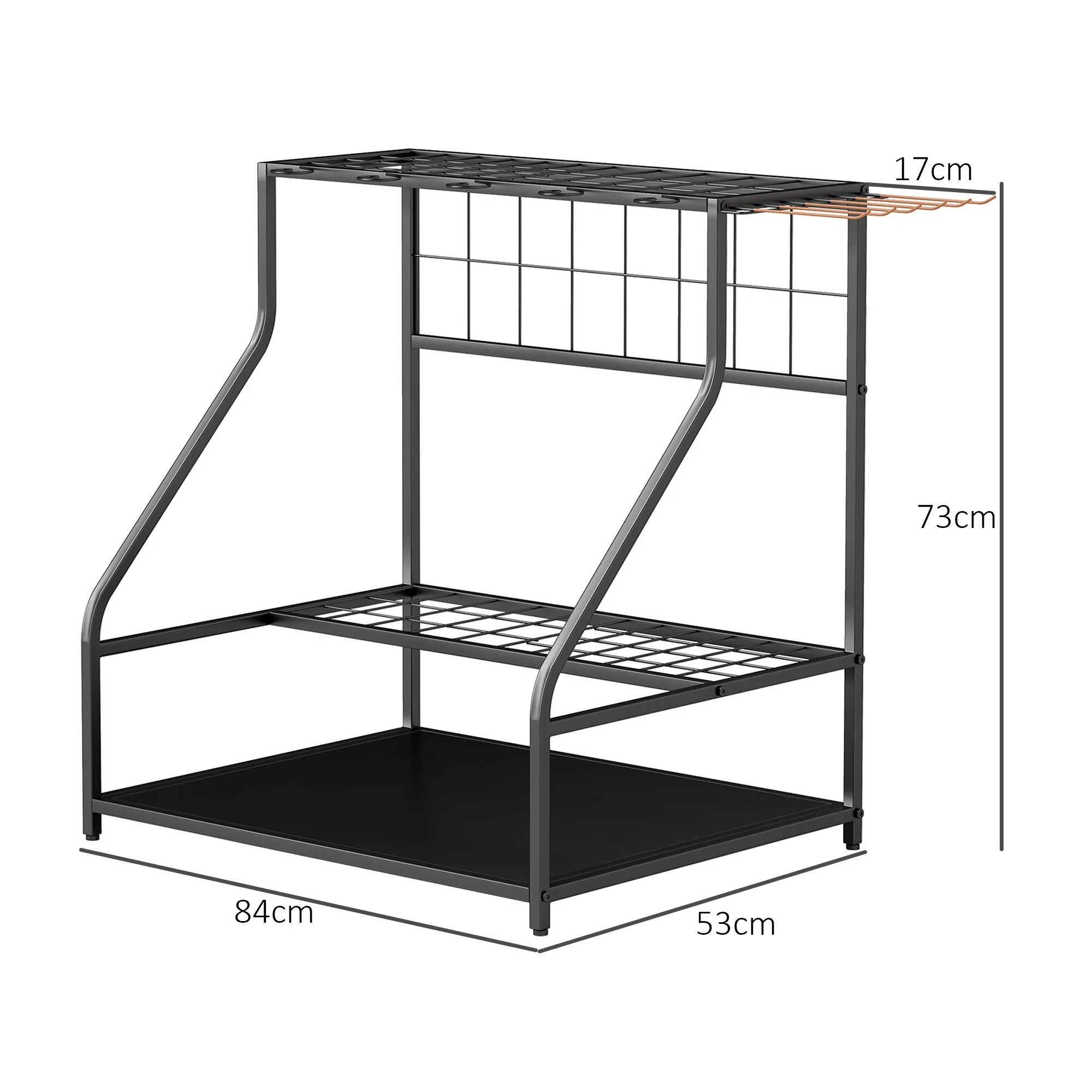 Outsunny Garden Tool Storage Rack, 3-Tier Garden Tool Rack with 11 Hooks - Image 5