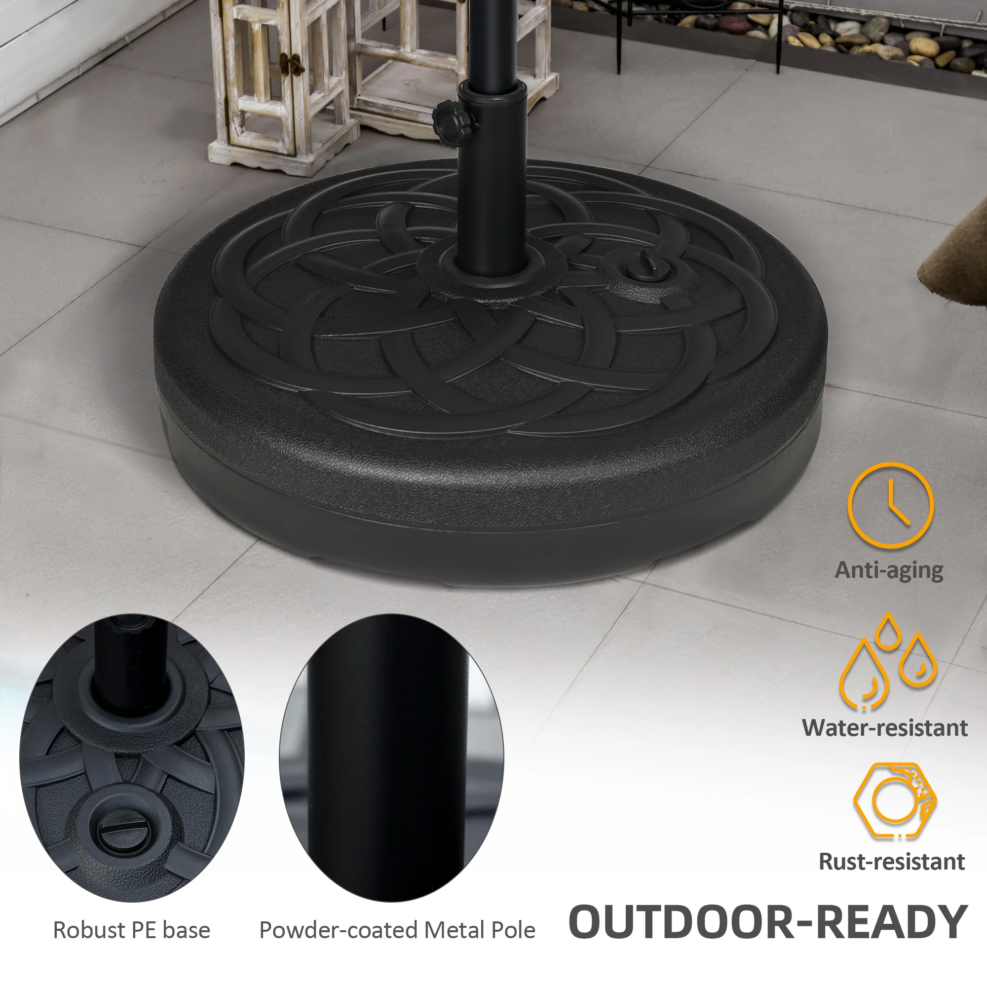 Outsunny Garden Umbrella Base Water Or Sand Filled Weight With Built-In Handle - Image 7