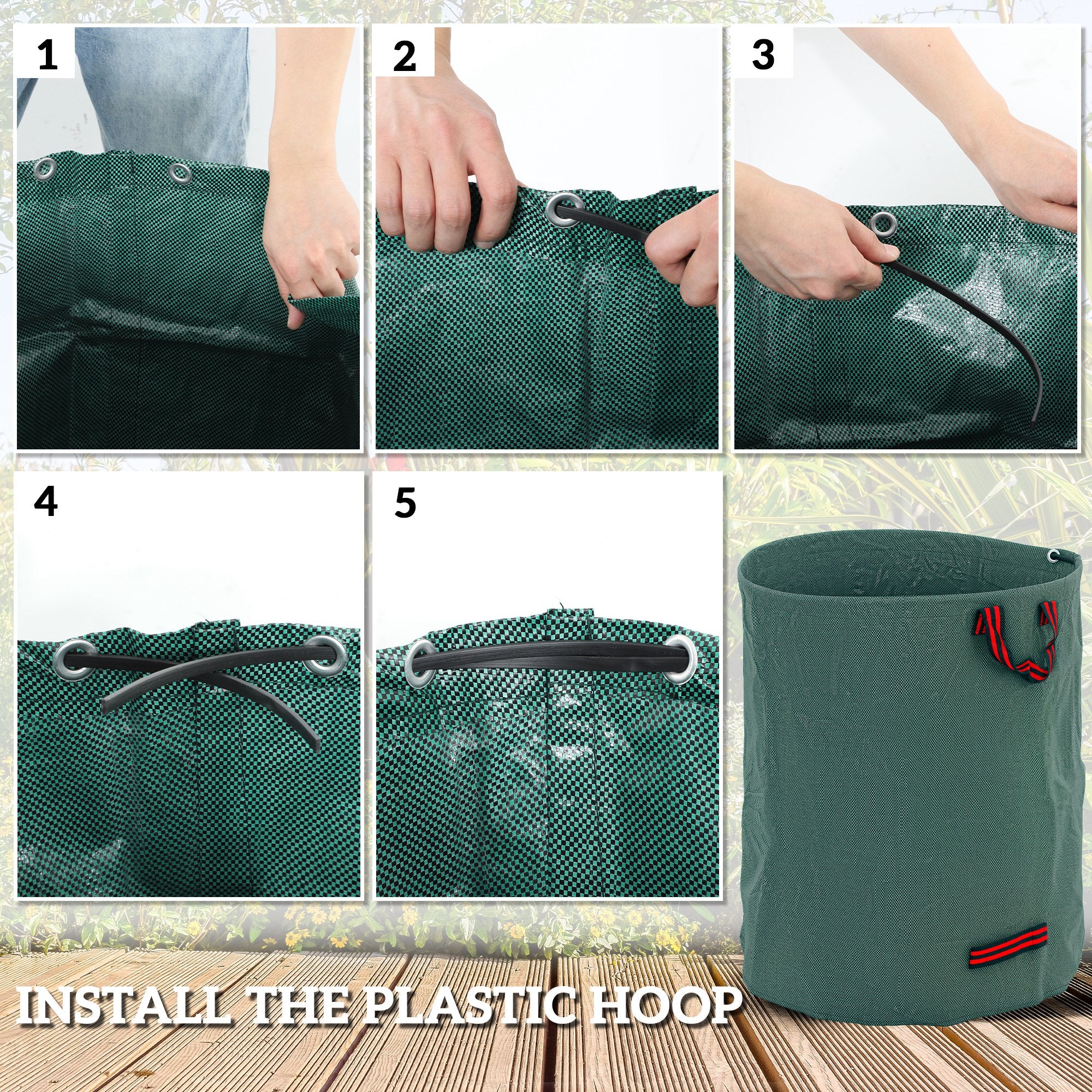 Outsunny Garden Waste Bags, 300L X 3 Heavy Duty Garden Sacks - Image 15