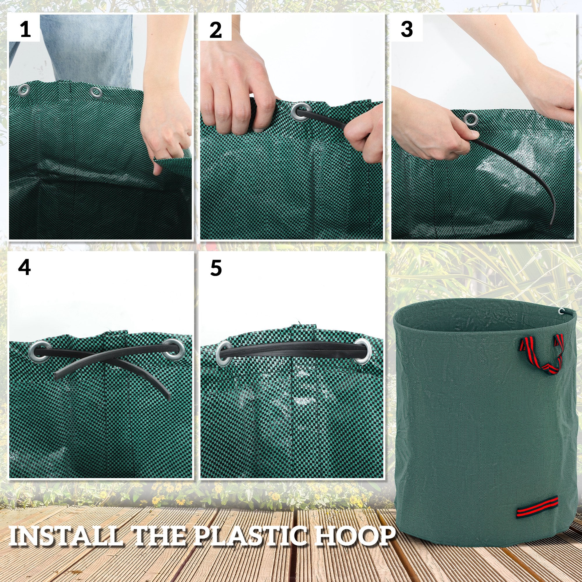 Outsunny Garden Waste Bags, 300L X 3 Heavy Duty Garden Sacks - Image 6