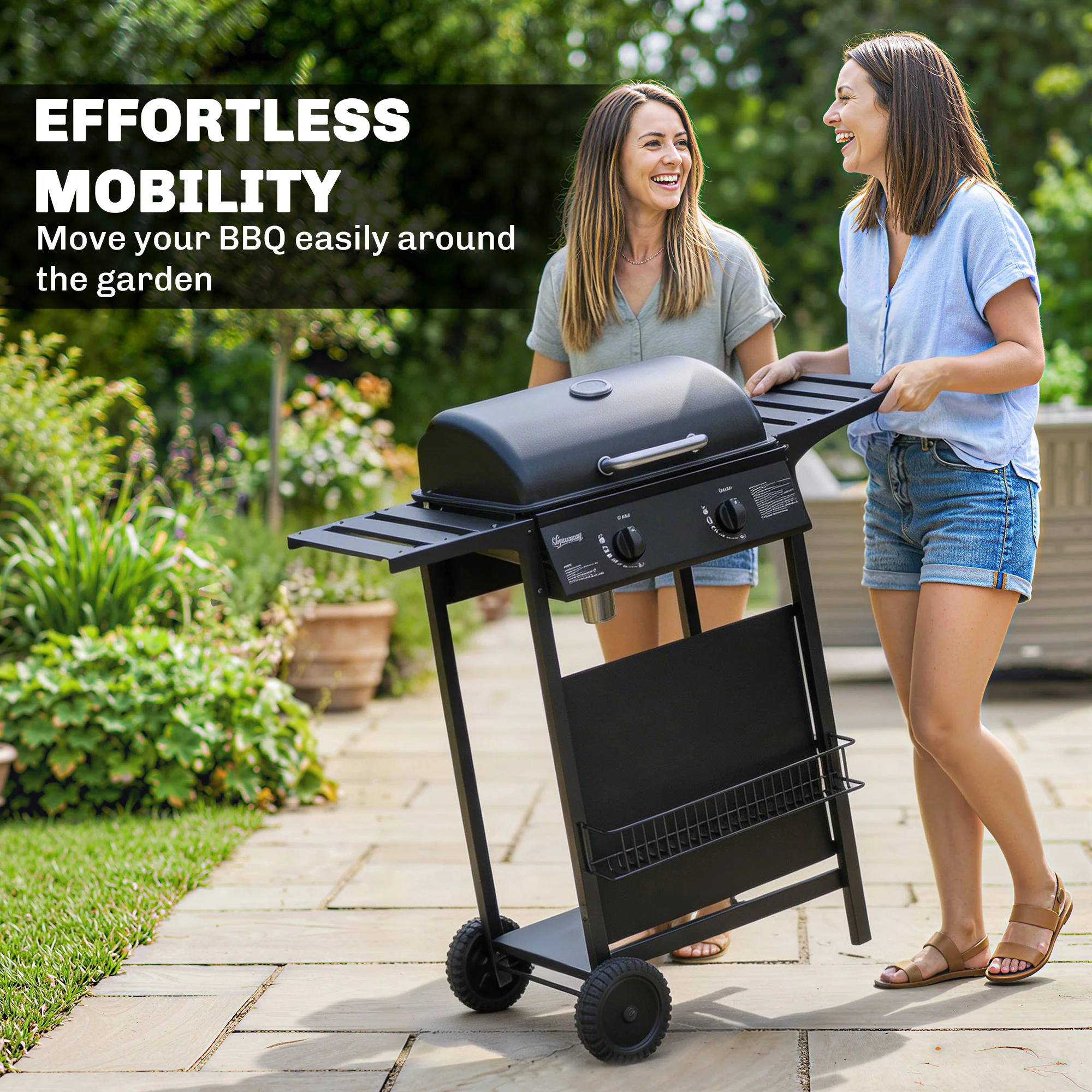 Outsunny Gas Burner Barbecue Grill, Garden BBQ Grill With Warming Rack - Image 8