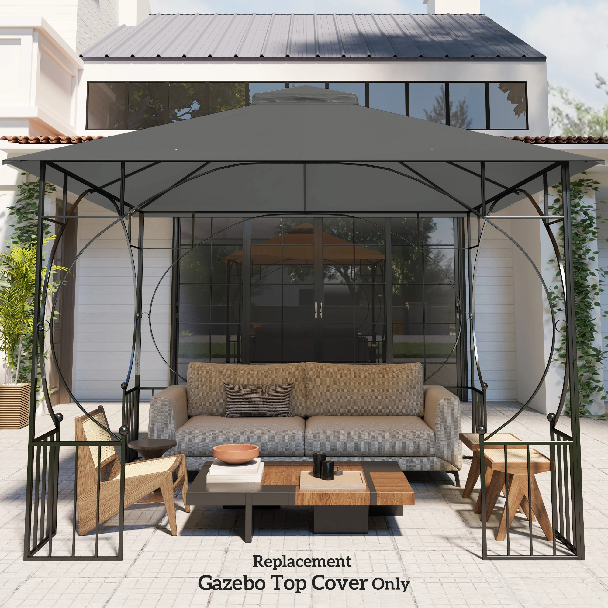 Outsunny Gazebo Canopy Replacement Cover 3 x 3(m) 2-Tier Roof Top for Garden - Image 17