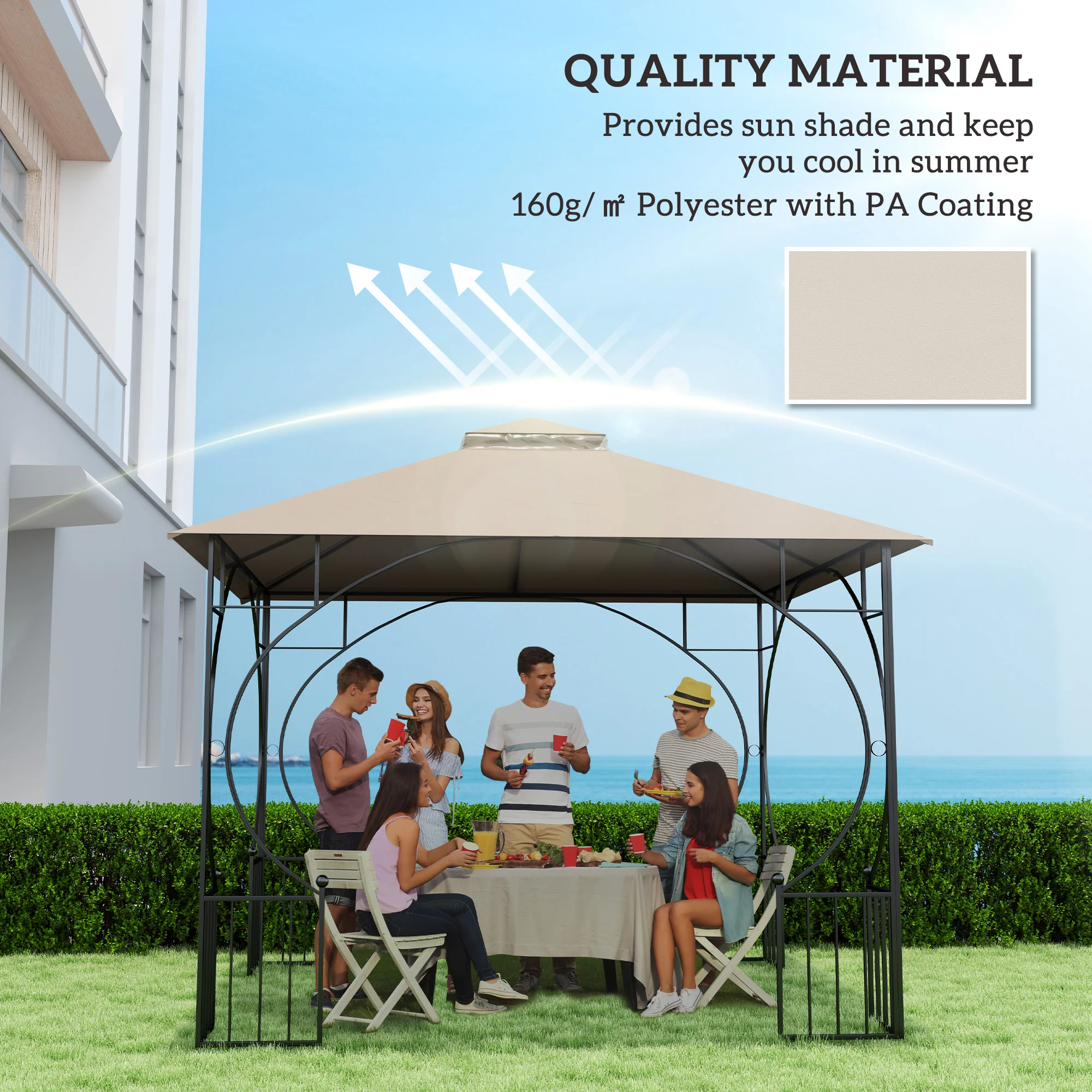 Outsunny Gazebo Canopy Replacement Cover 3 x 3(m) 2-Tier Roof Top for Garden - Image 21