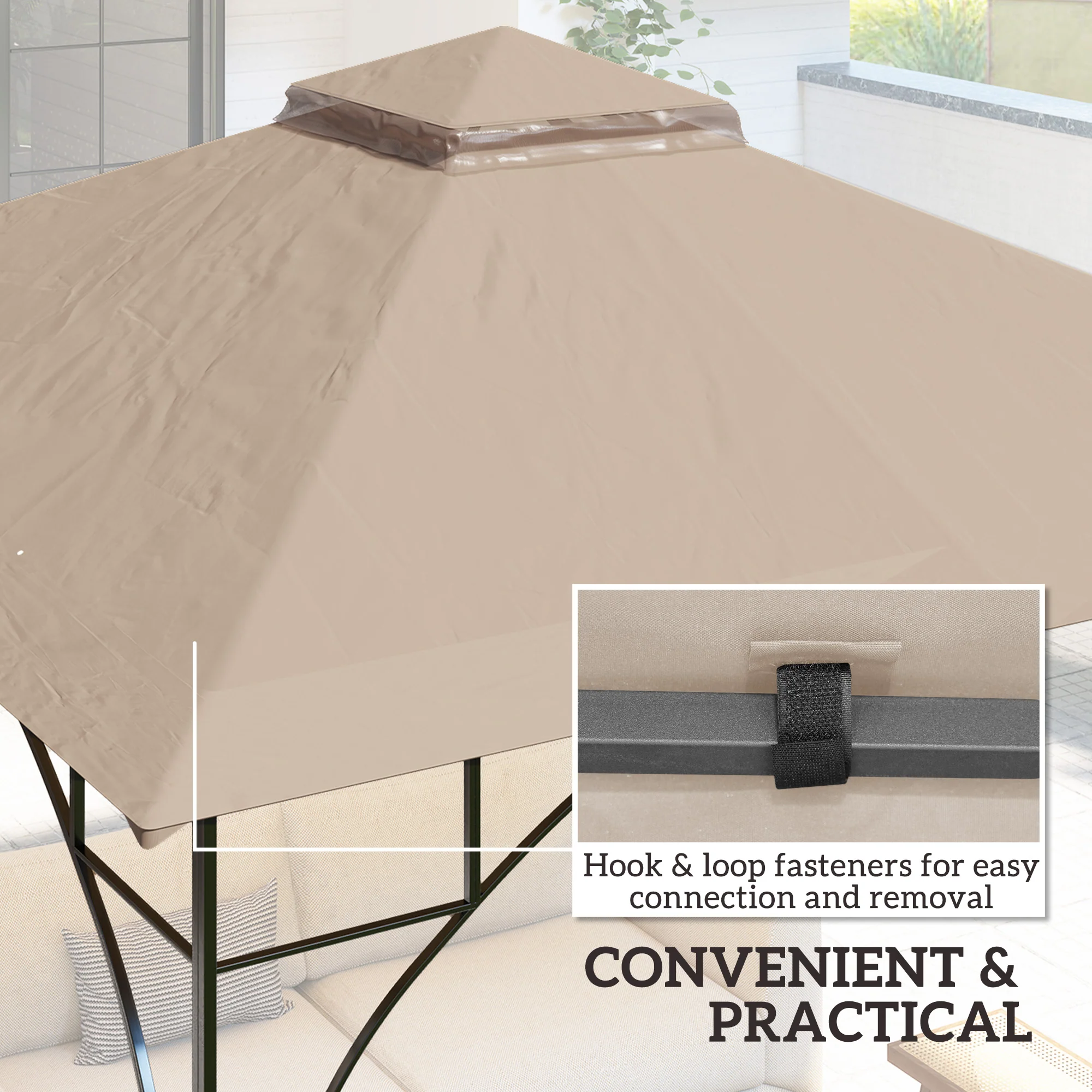 Outsunny Gazebo Canopy Replacement Cover 3 x 3(m) 2-Tier Roof Top for Garden - Image 22