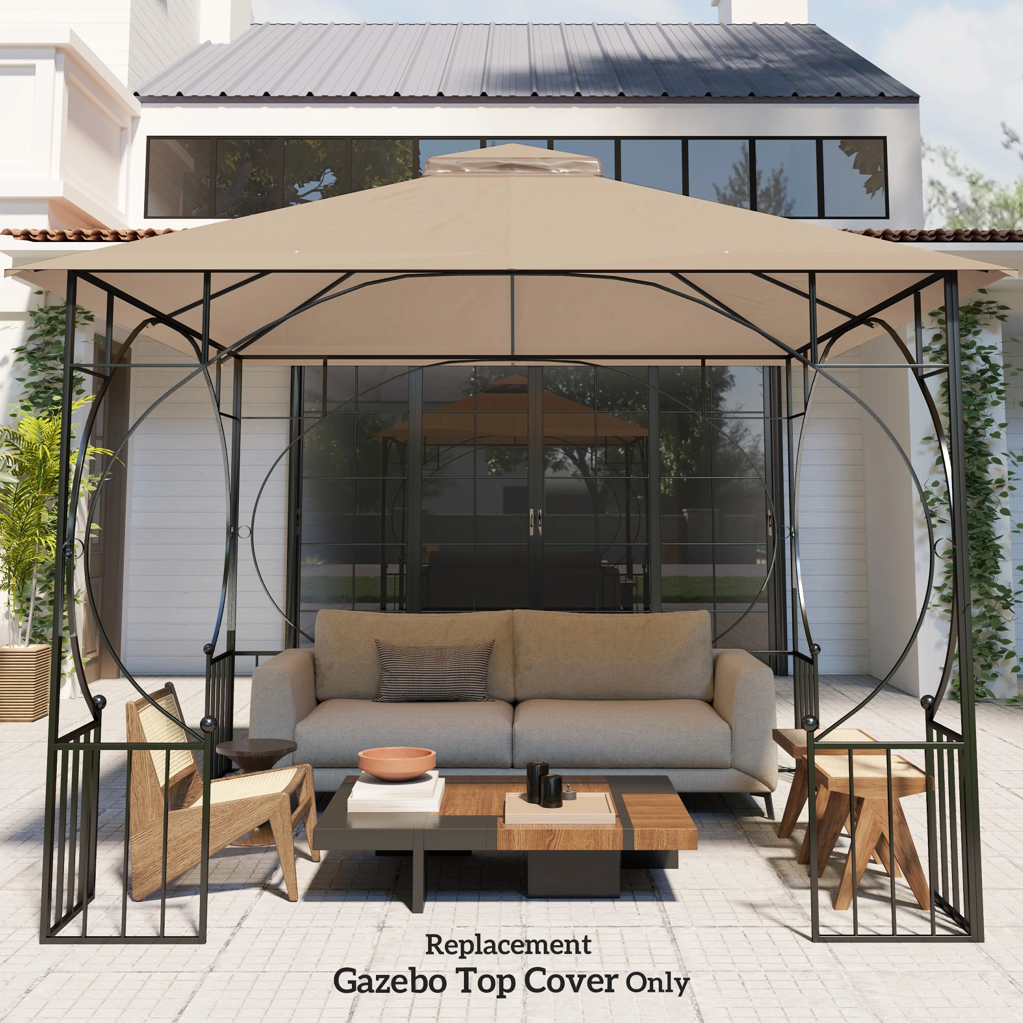 Outsunny Gazebo Canopy Replacement Cover 3 x 3(m) 2-Tier Roof Top for Garden - Image 26
