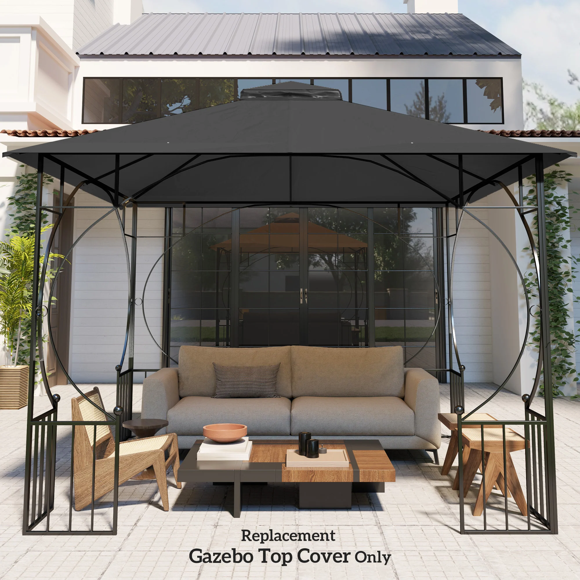 Outsunny Gazebo Canopy Replacement Cover 3 x 3(m) 2-Tier Roof Top for Garden - Image 8