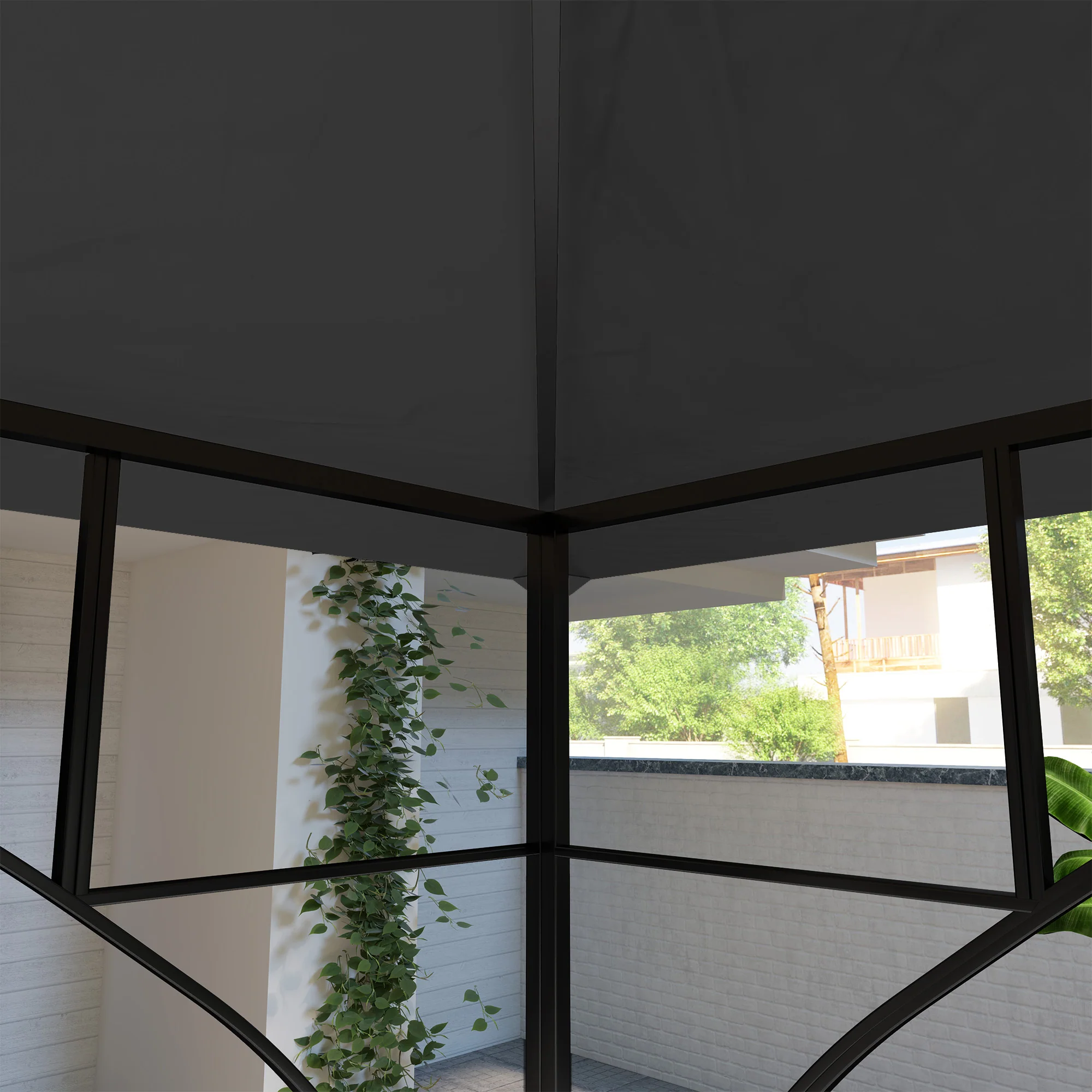 Outsunny Gazebo Canopy Replacement Cover 3 x 3(m) 2-Tier Roof Top for Garden - Image 9