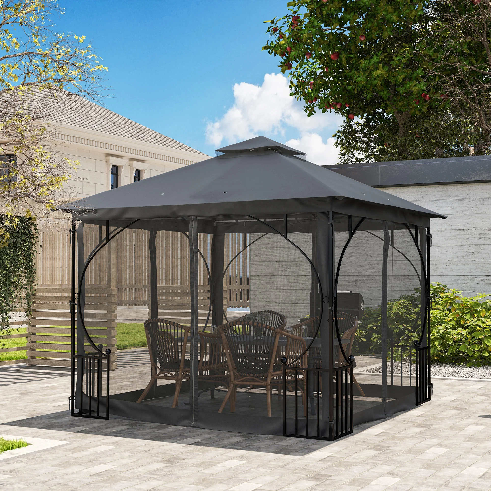 Outsunny Gazebo Party Tent Canopy Sun Shade for Patio Garden 3x3(m) - Image 8