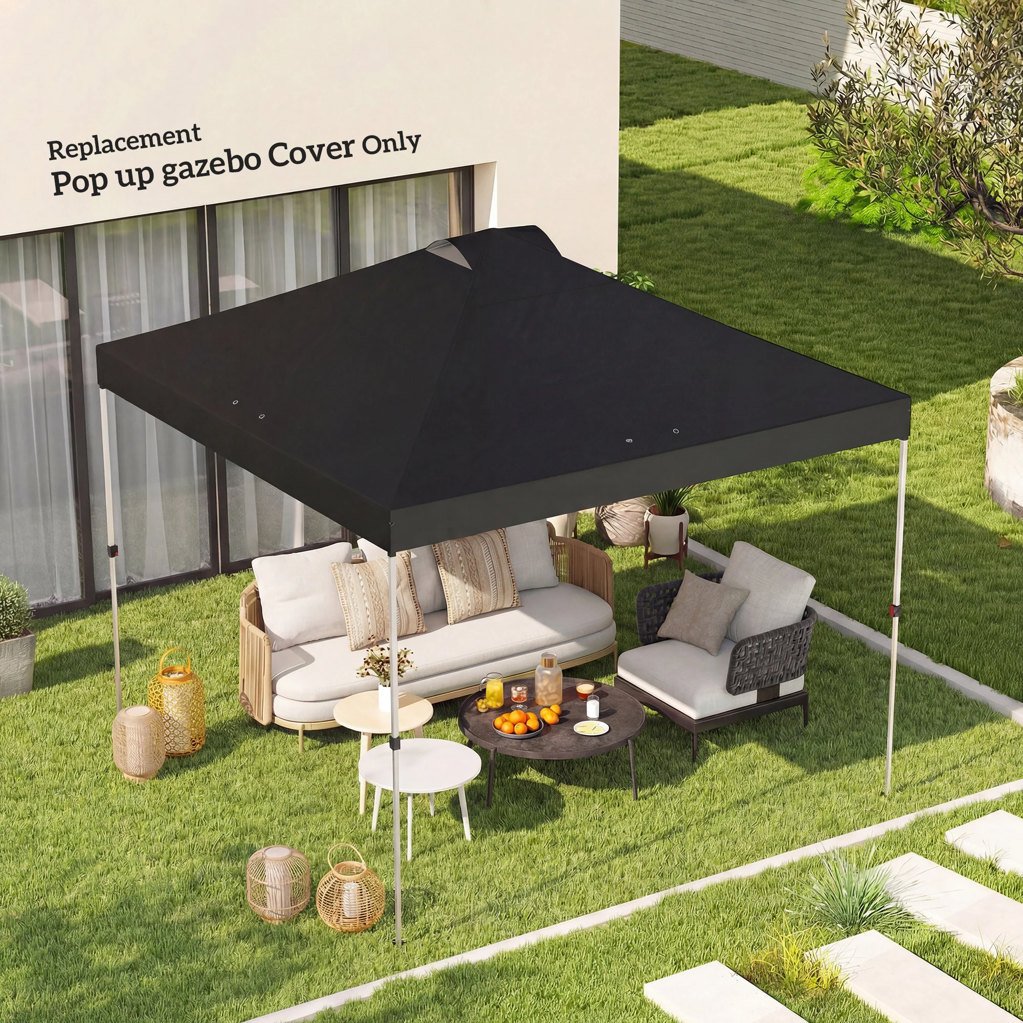 Outsunny gazebo roof replacement UV50+ Waterproof 3x3(m) Black - Image 2