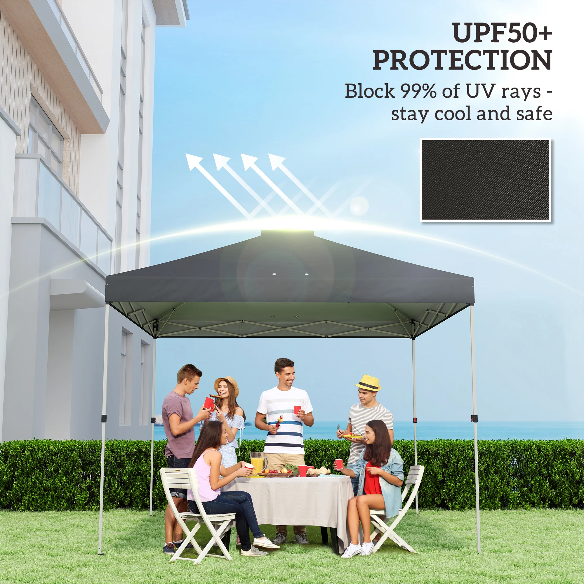 Outsunny gazebo roof replacement UV50+ Waterproof 3x3(m) Black - Image 4