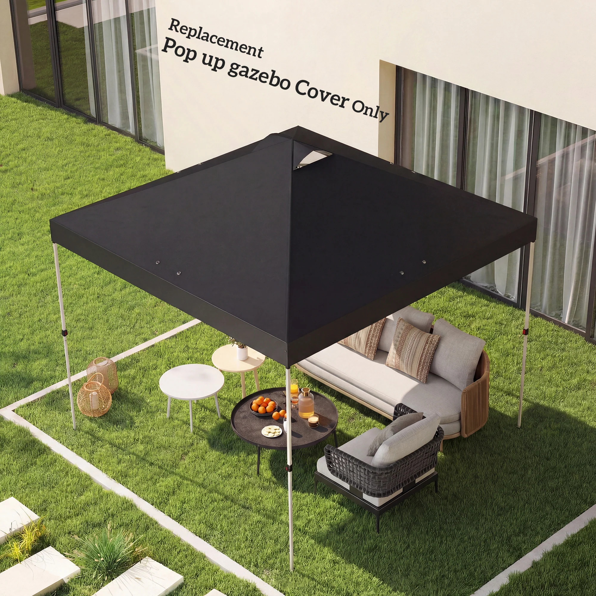 Outsunny gazebo roof replacement UV50+ Waterproof 3x3(m) Black - Image 8
