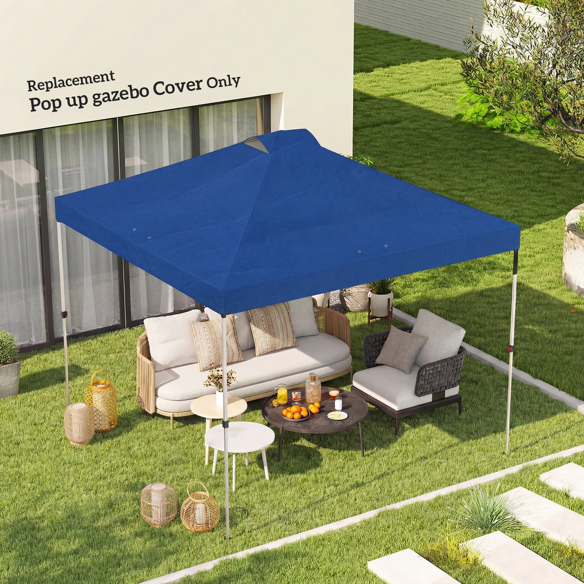 Outsunny Gazebo Roof Replacement UV50+ Waterproof 3x3(m) Blue - Image 2