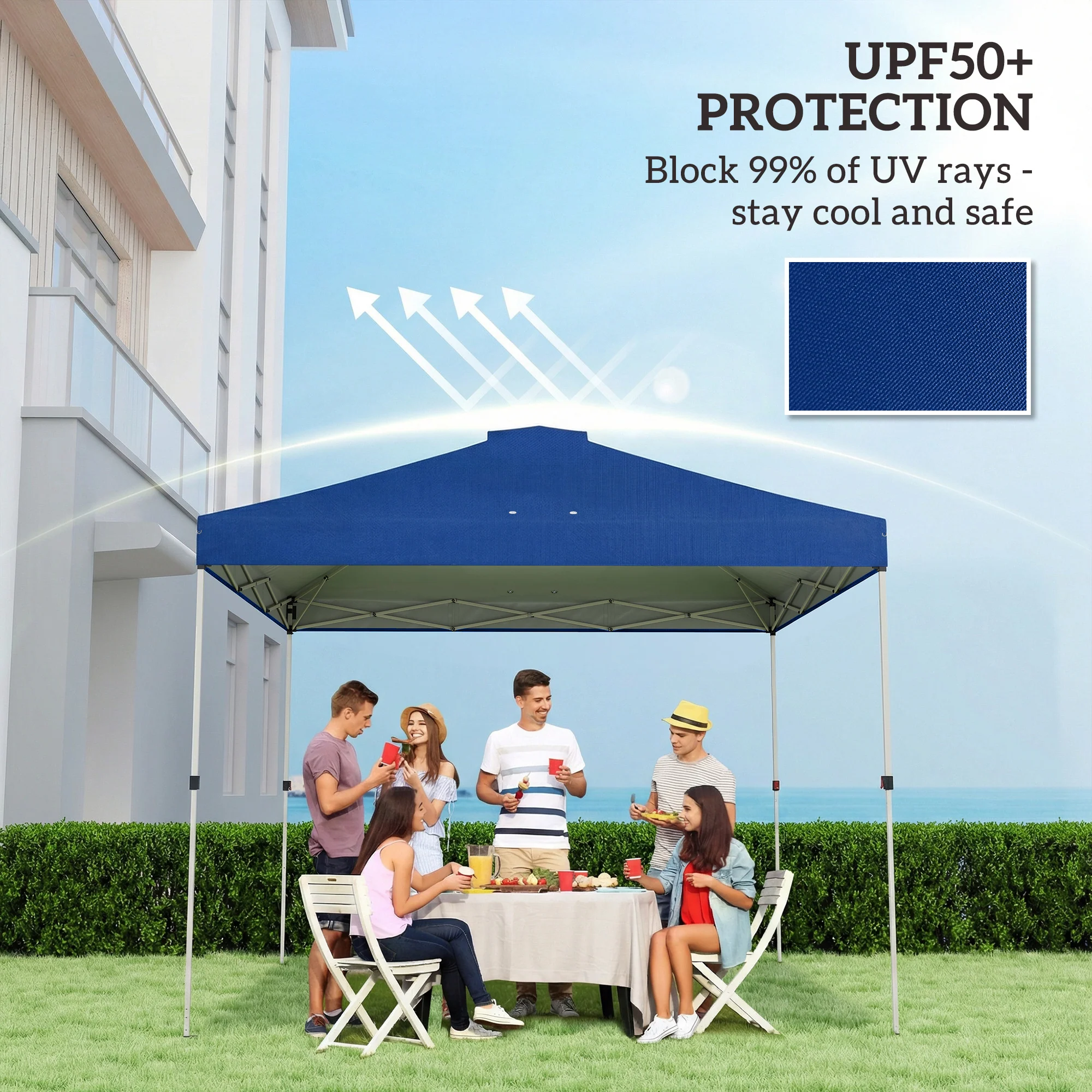 Outsunny Gazebo Roof Replacement UV50+ Waterproof 3x3(m) Blue - Image 4