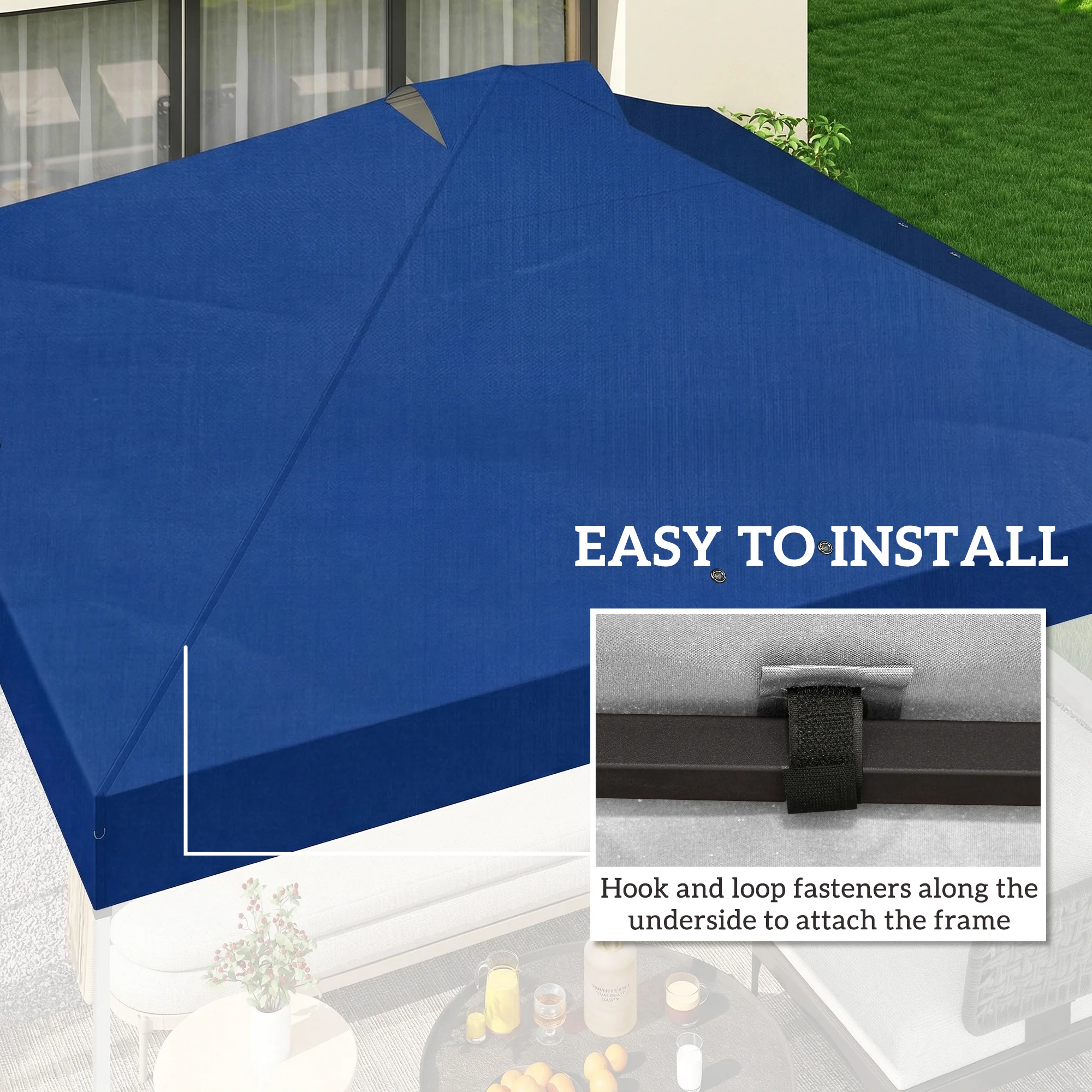 Outsunny Gazebo Roof Replacement UV50+ Waterproof 3x3(m) Blue - Image 6