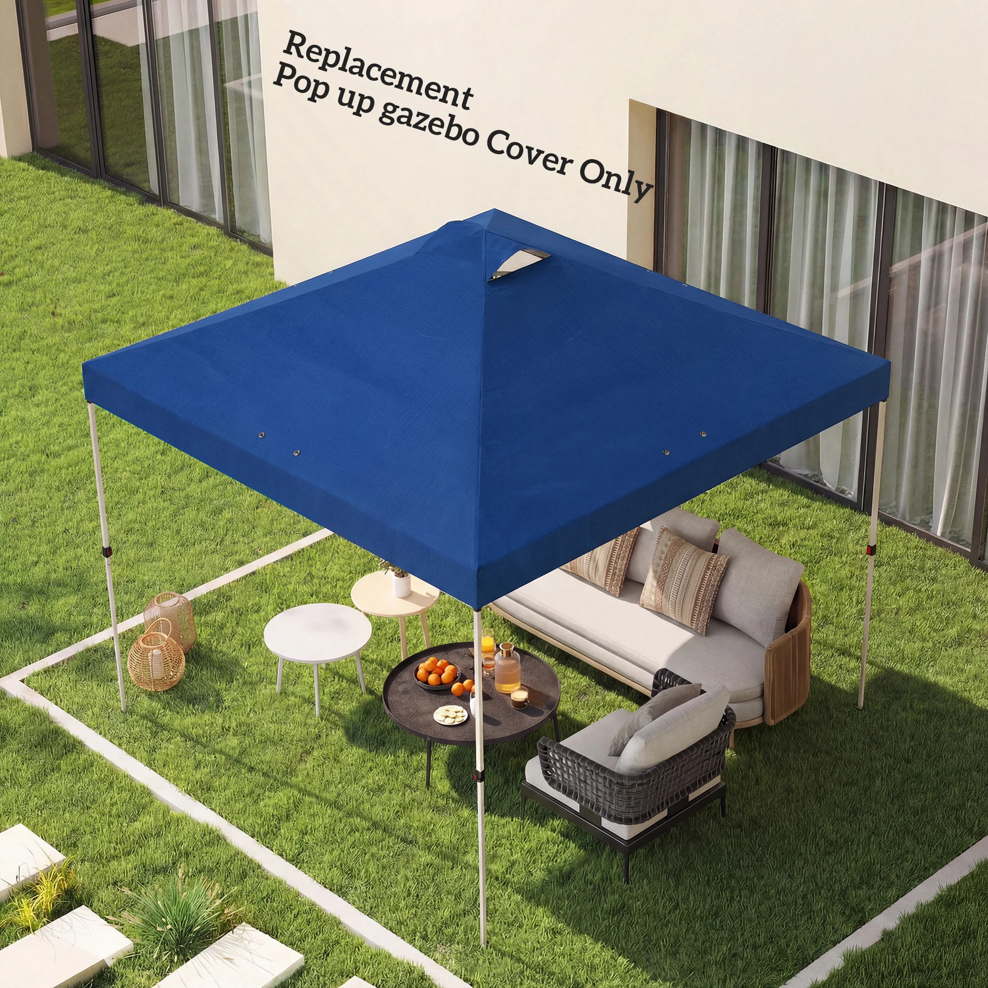 Outsunny Gazebo Roof Replacement UV50+ Waterproof 3x3(m) Blue - Image 8