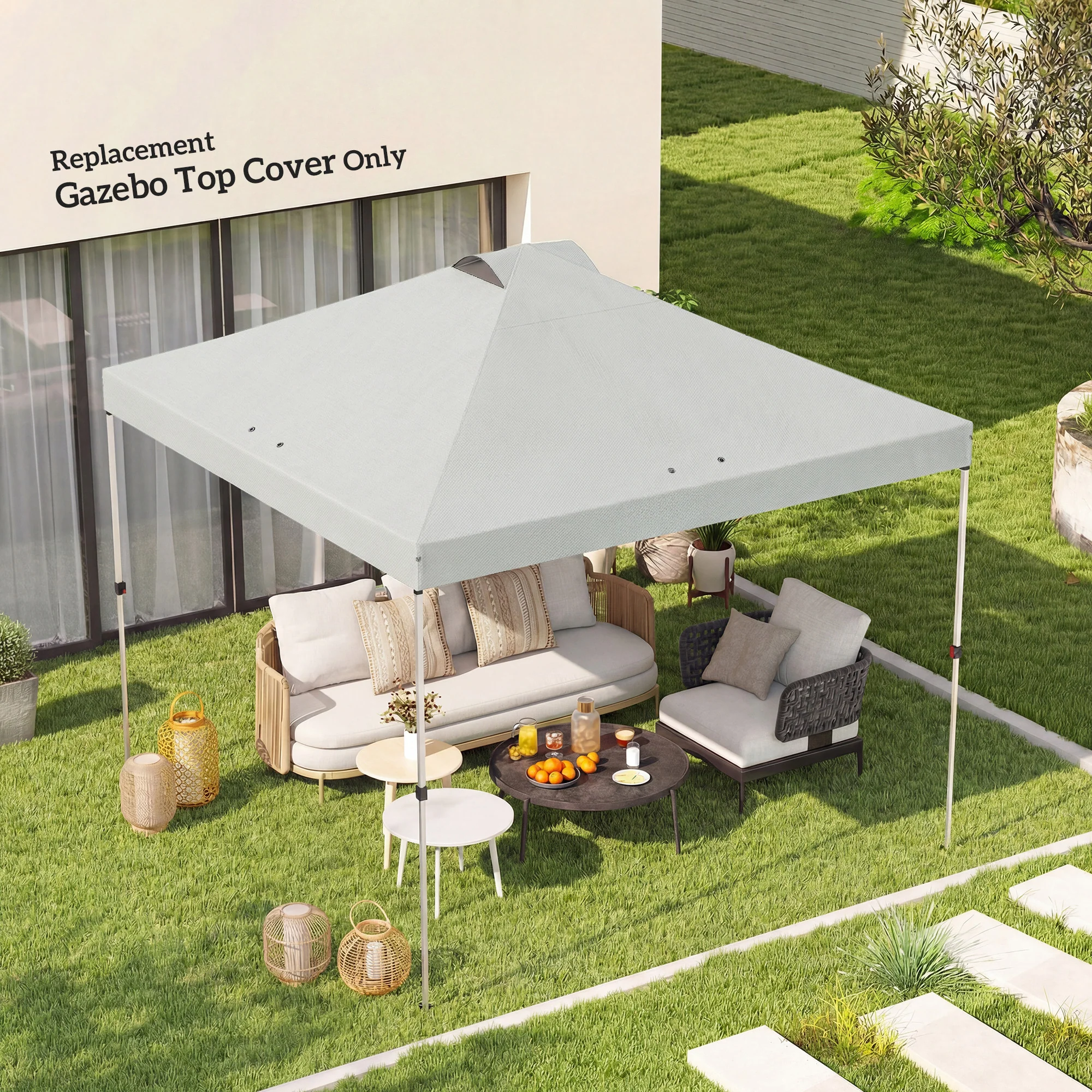 Outsunny Gazebo Roof Replacement UV50+ Waterproof 3x3(m) White - Image 2