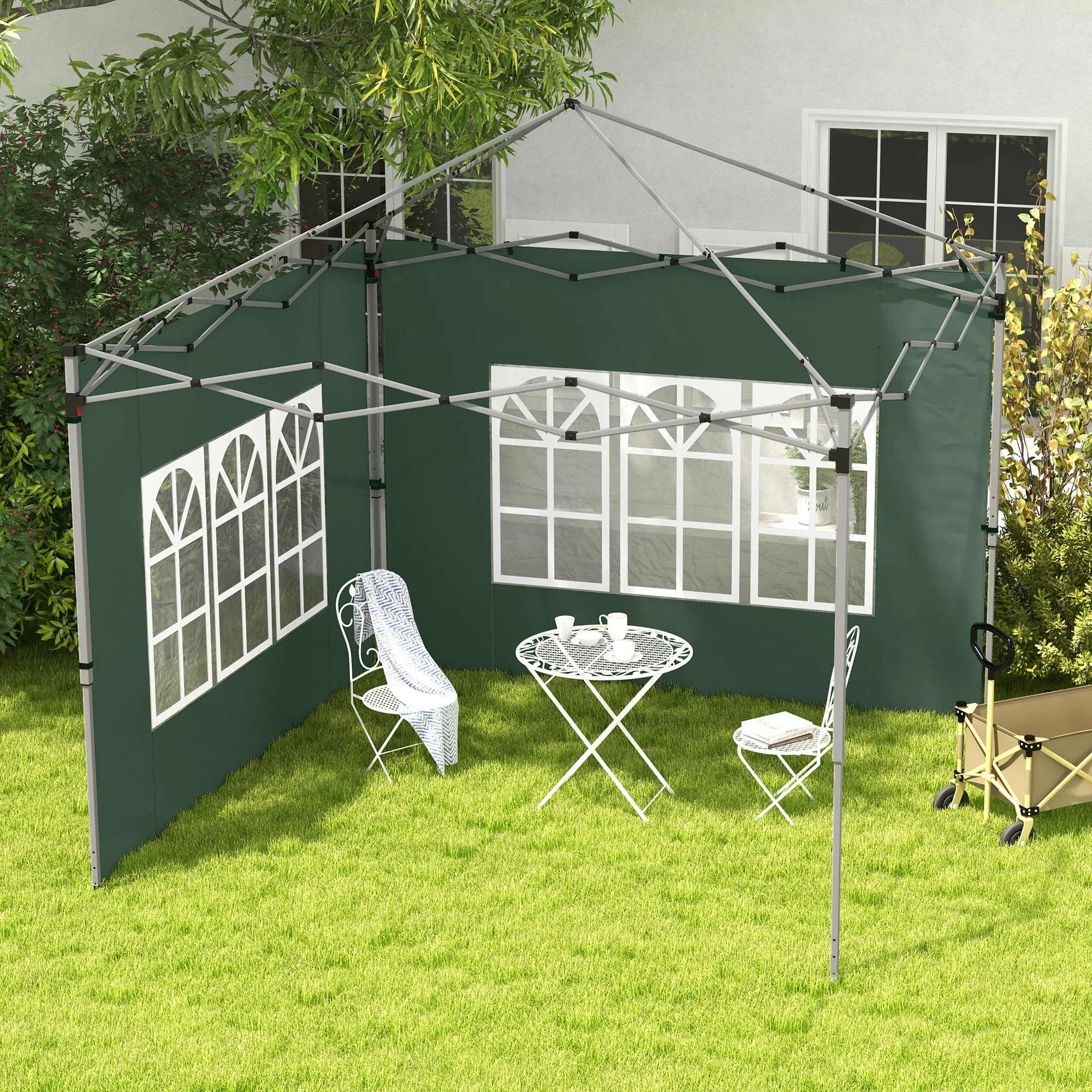 Outsunny Gazebo Side Panels for 3x3(m) or 3x4m Pop Up Gazebo, 2 Pack, Green - Image 2