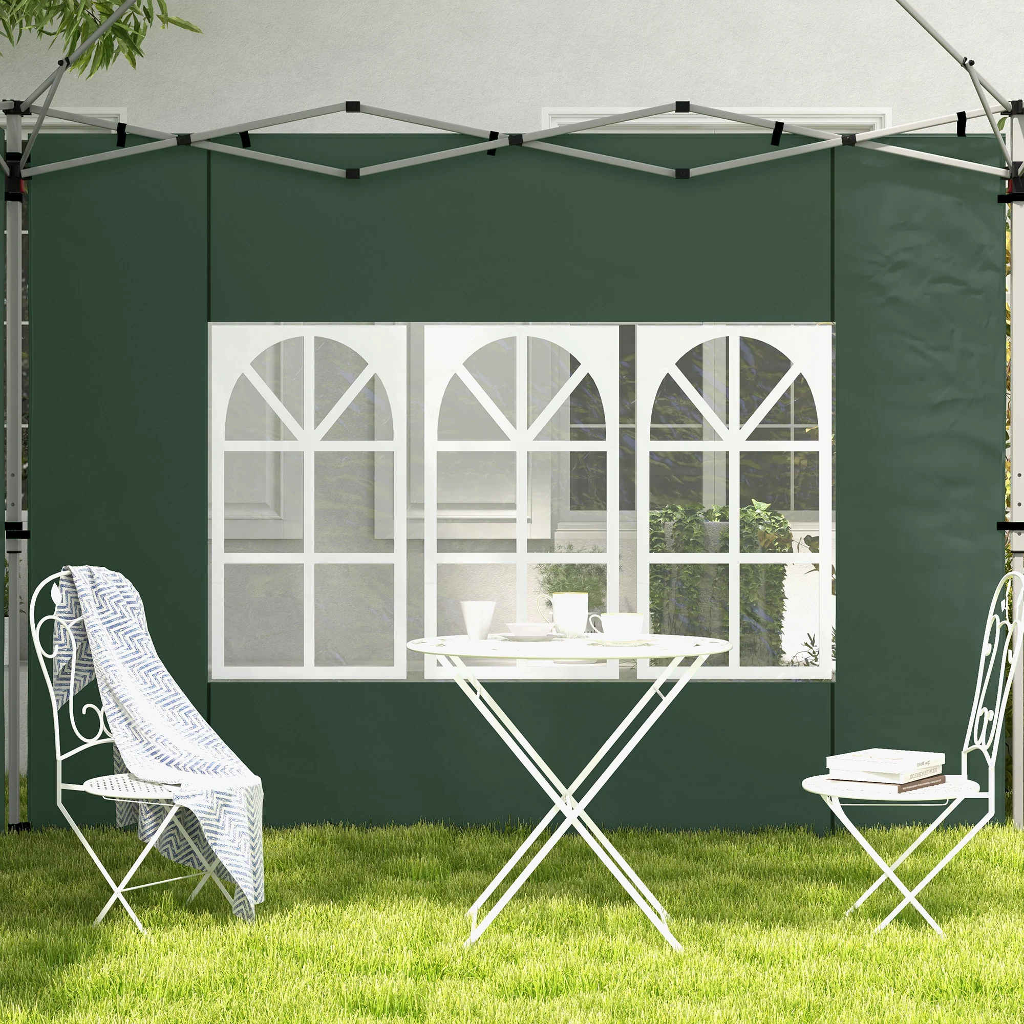 Outsunny Gazebo Side Panels for 3x3(m) or 3x4m Pop Up Gazebo, 2 Pack, Green - Image 7