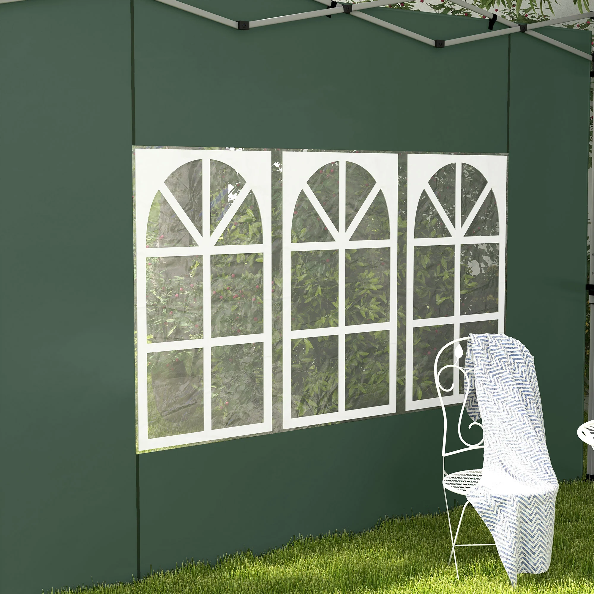 Outsunny Gazebo Side Panels for 3x3(m) or 3x4m Pop Up Gazebo, 2 Pack, Green - Image 9