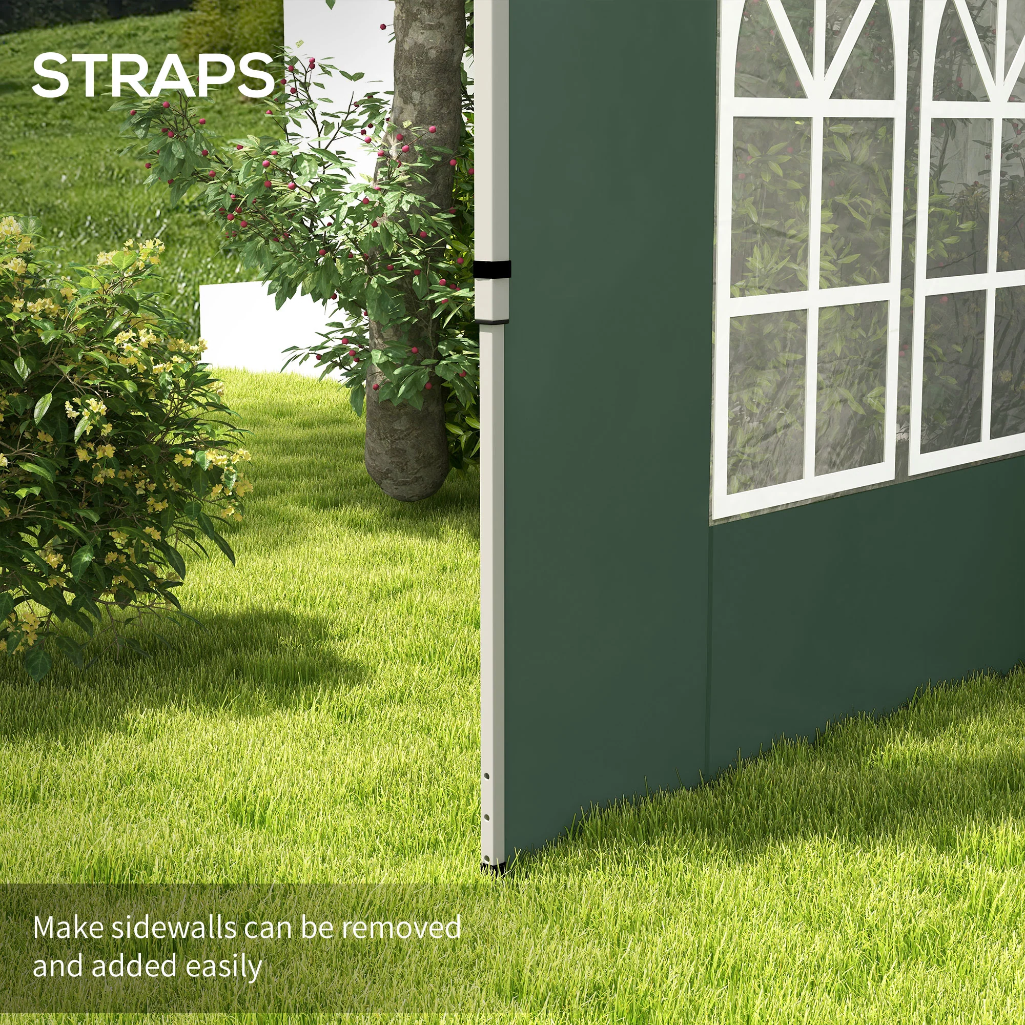 Outsunny Gazebo Side Panels for 3x3(m) or 3x4m Pop Up Gazebo, 2 Pack, Green - Image 4