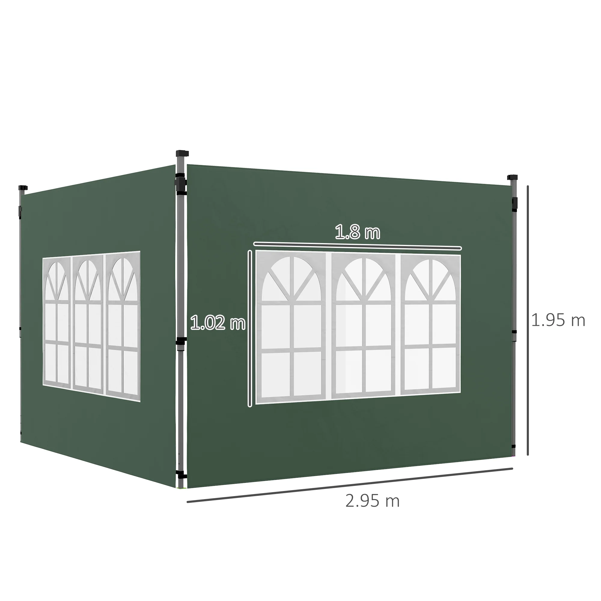 Outsunny Gazebo Side Panels for 3x3(m) or 3x4m Pop Up Gazebo, 2 Pack, Green - Image 5