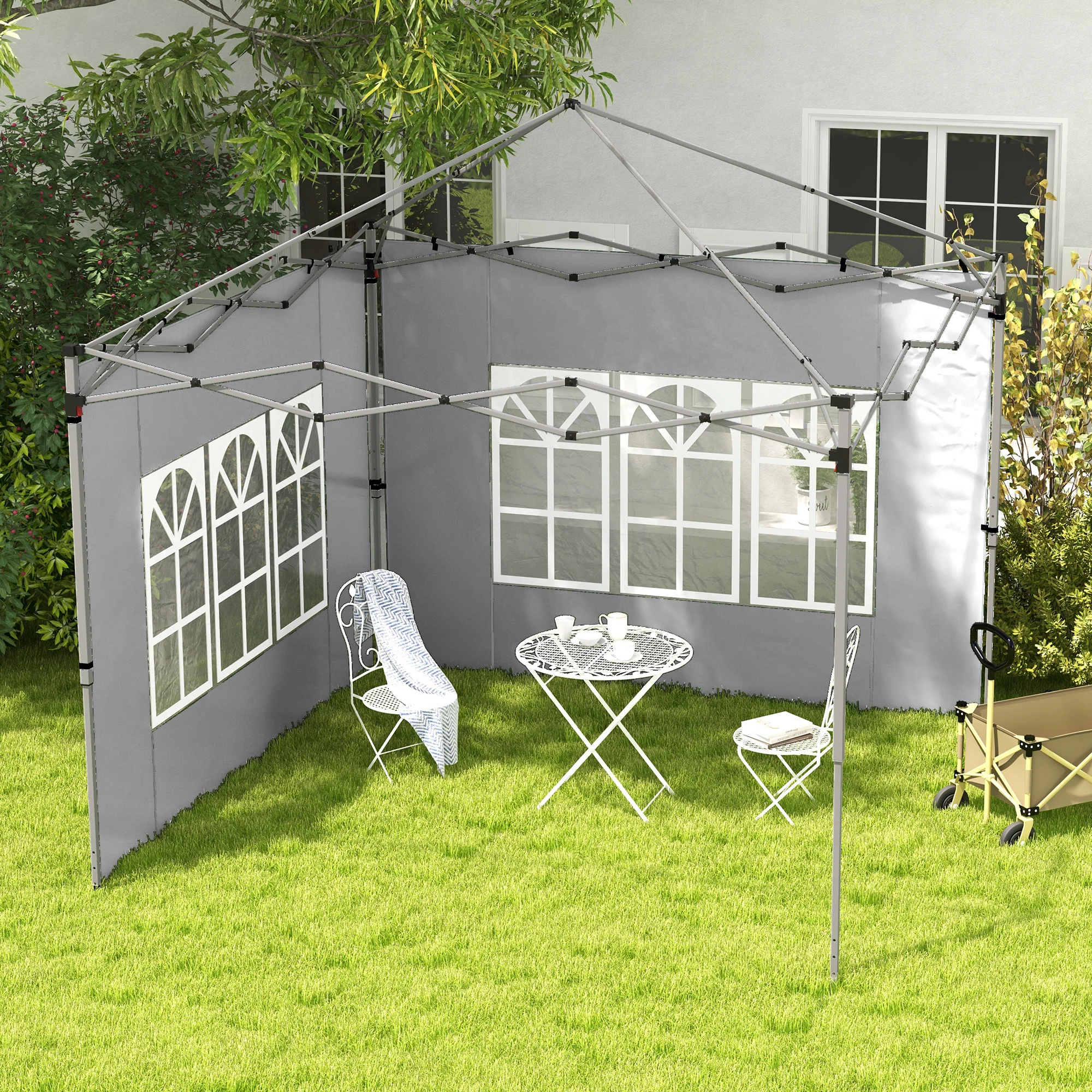 Outsunny Gazebo Side Panels for 3x3(m) or 3x4m Pop Up Gazebo, 2 Pack, Grey - Image 2