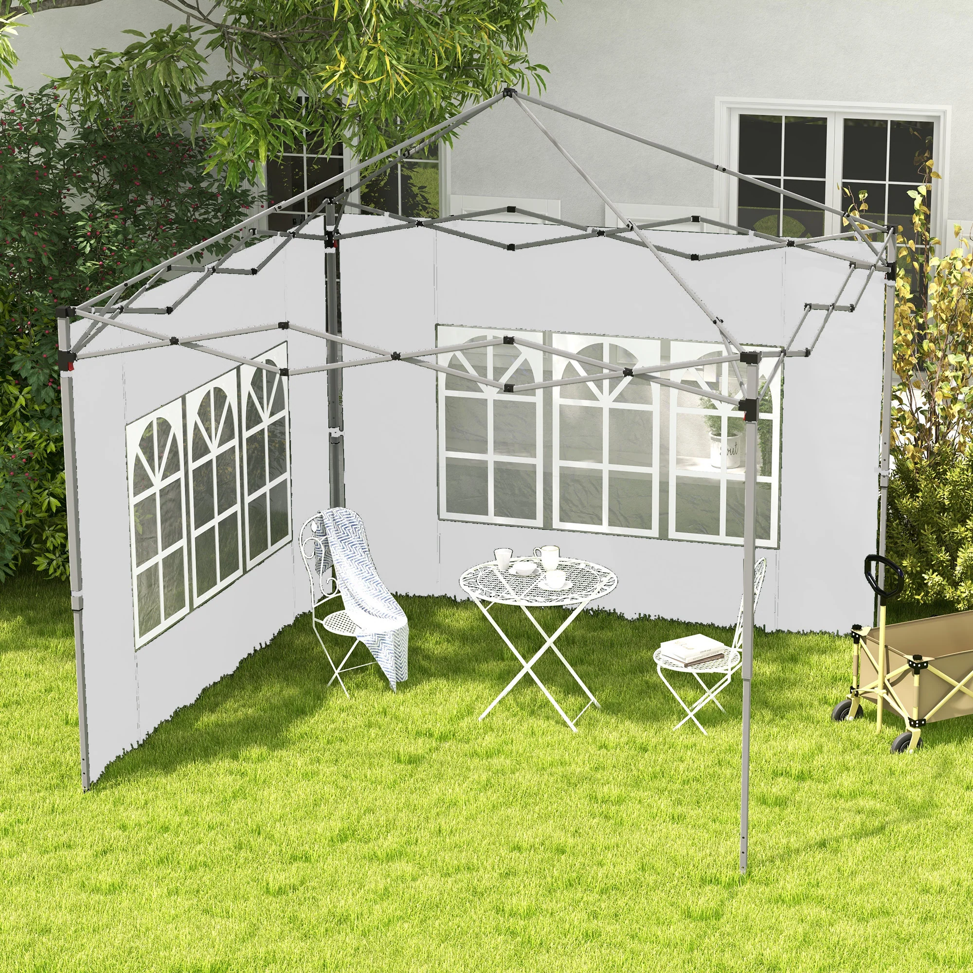 Outsunny Gazebo Side Panels for 3x3(m) or 3x4m Pop Up Gazebo, 2 Pack, White - Image 2
