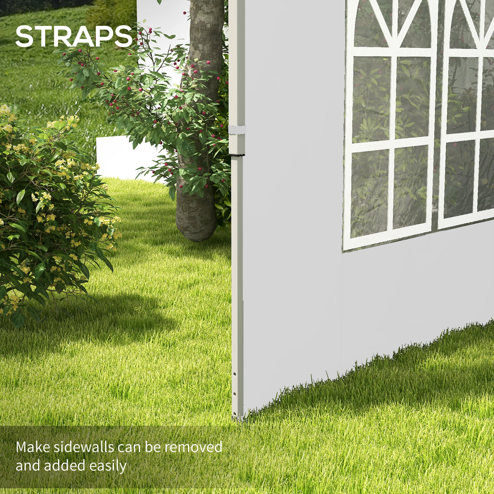 Outsunny Gazebo Side Panels for 3x3(m) or 3x4m Pop Up Gazebo, 2 Pack, White - Image 4