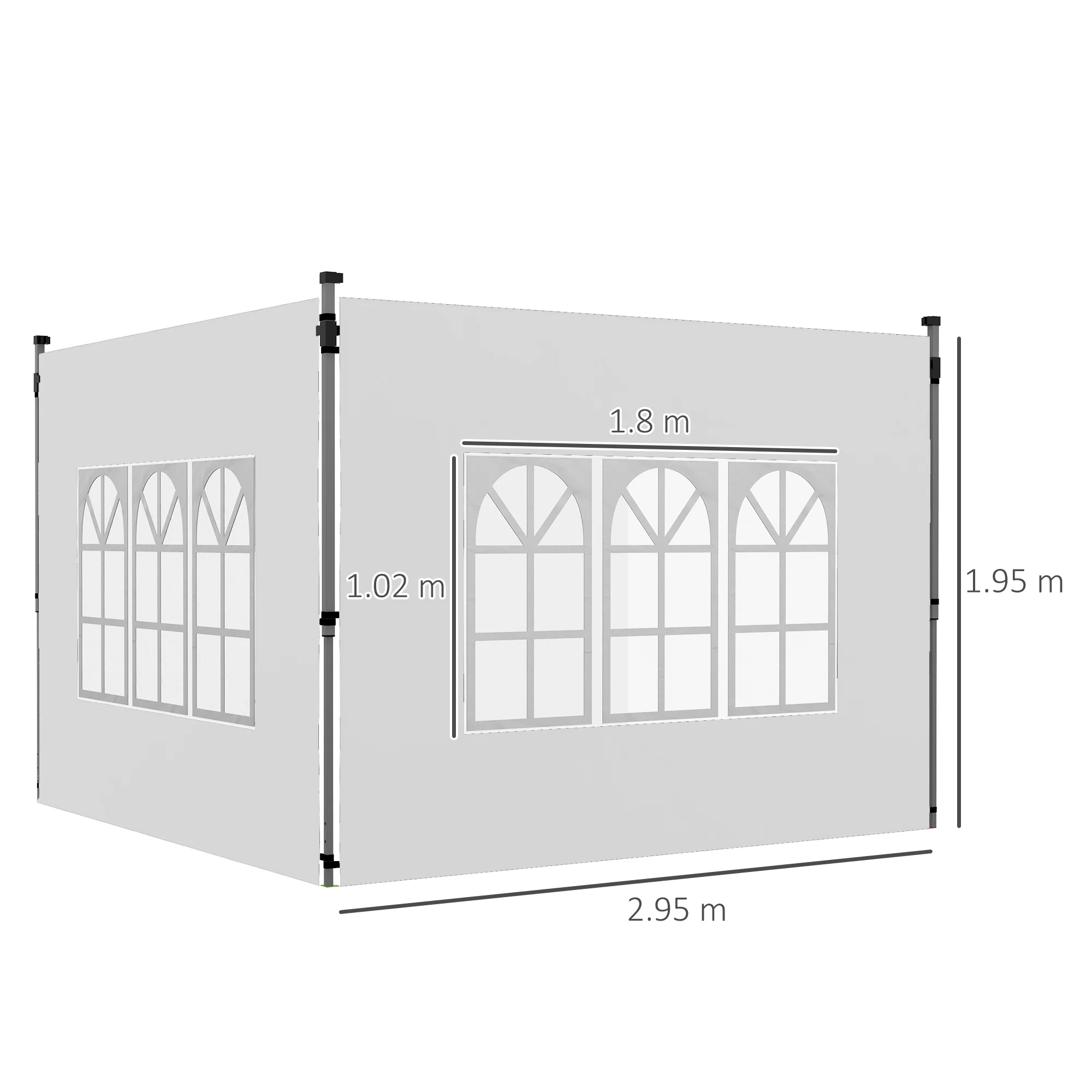 Outsunny Gazebo Side Panels for 3x3(m) or 3x4m Pop Up Gazebo, 2 Pack, White - Image 5