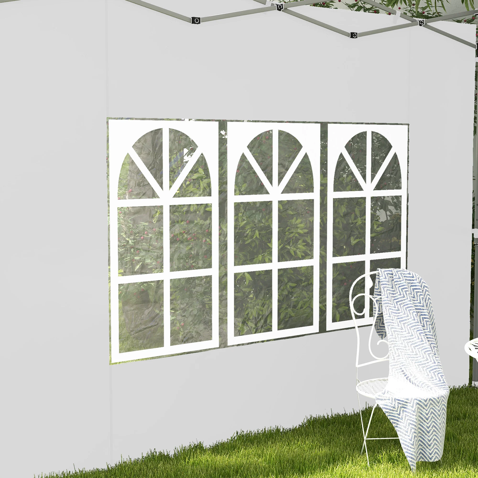 Outsunny Gazebo Side Panels for 3x3(m) or 3x4m Pop Up Gazebo, 2 Pack, White - Image 9