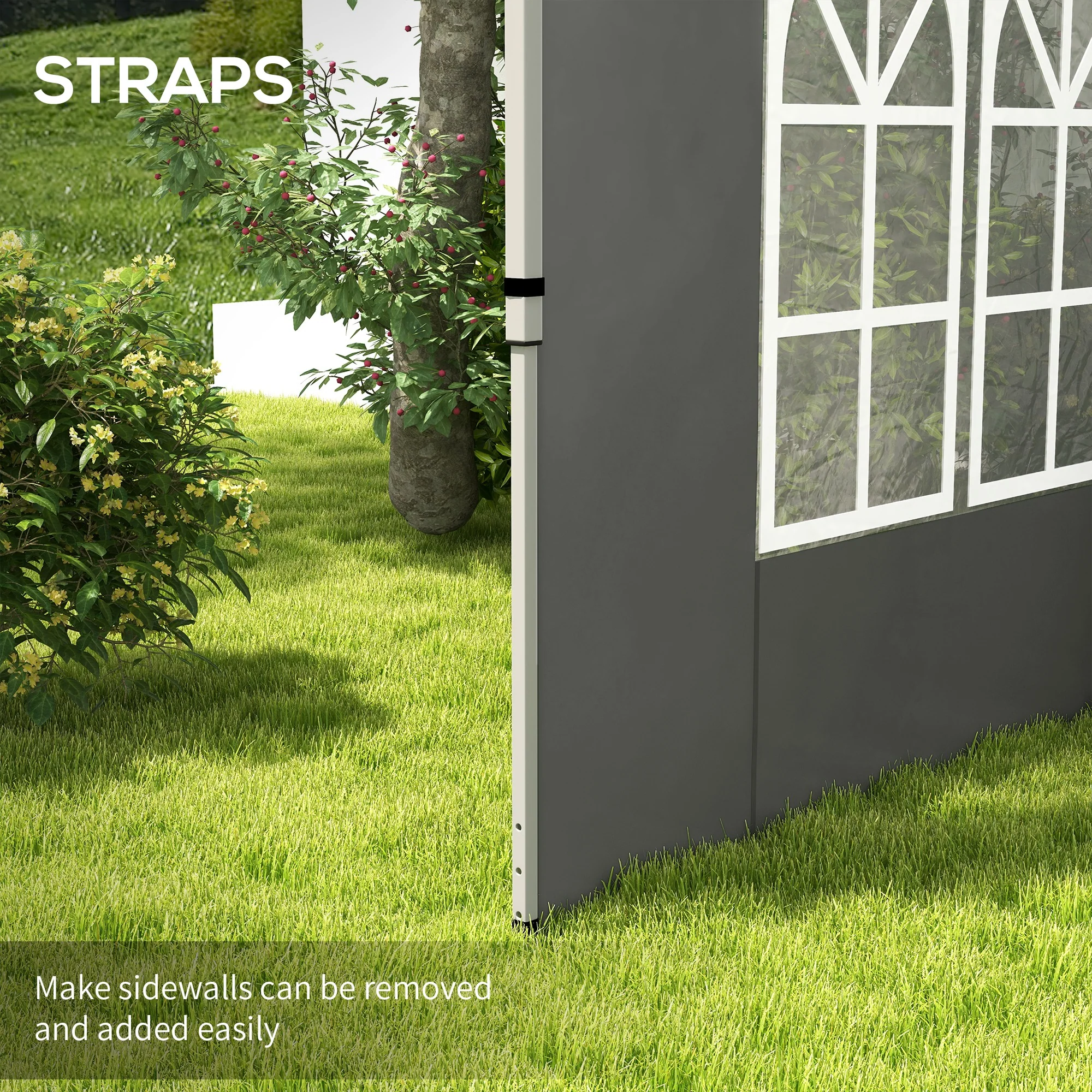 Outsunny Gazebo Side Panels for 3x3(m) or 3x4m Pop Up Gazebo, Dark Grey - Image 4