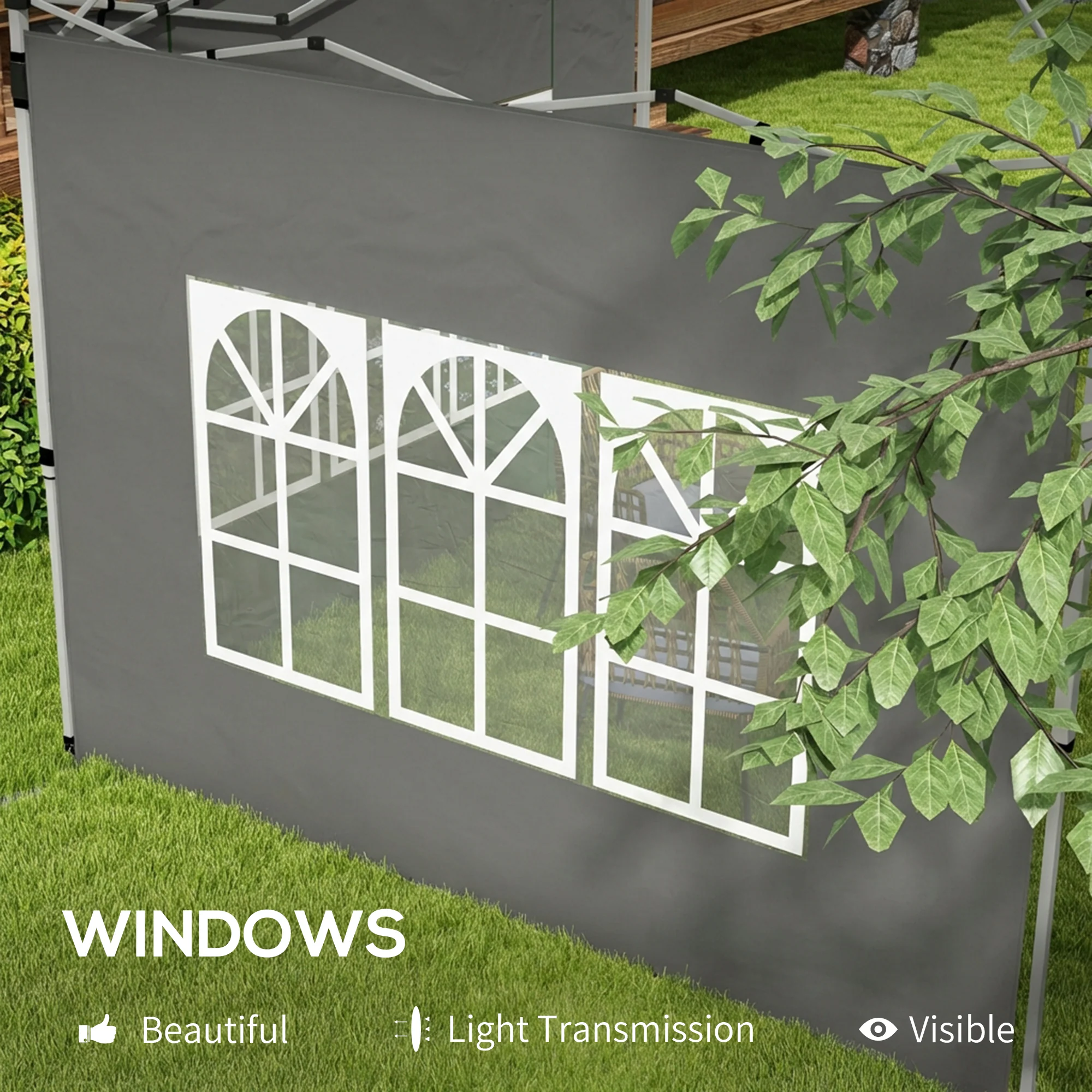 Outsunny Gazebo Side Panels for 3x3(m) or 3x4m Pop Up Gazebo, Dark Grey - Image 6
