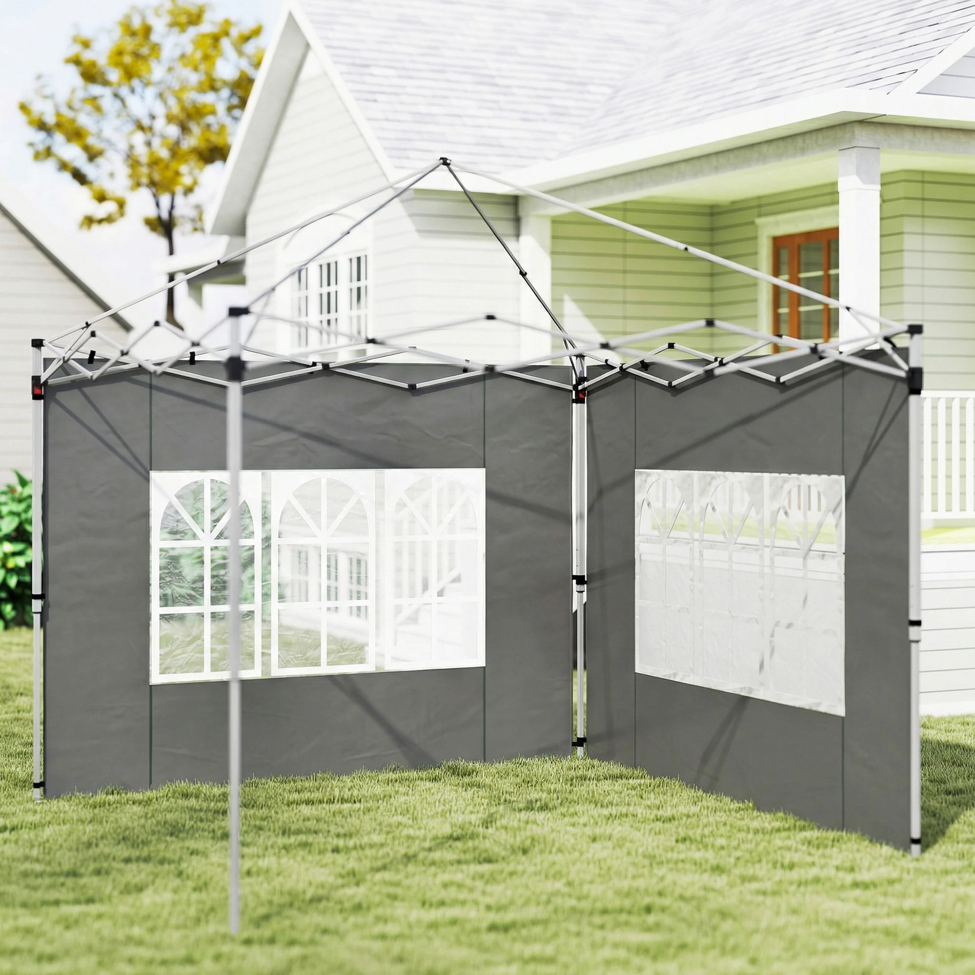Outsunny Gazebo Side Panels for 3x3(m) or 3x4m Pop Up Gazebo, Dark Grey - Image 7