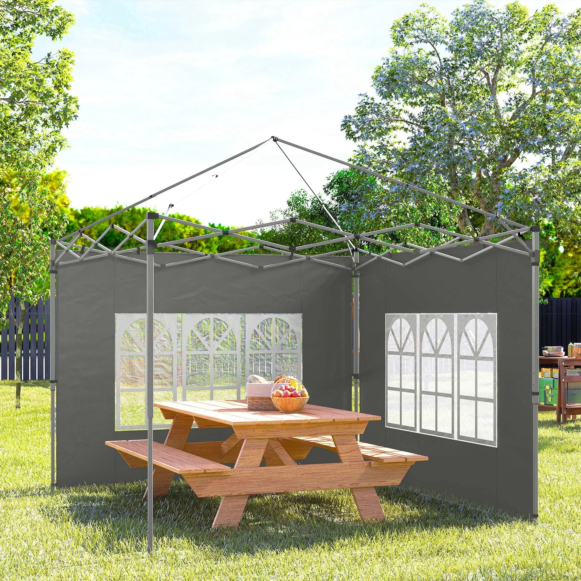 Outsunny Gazebo Side Panels for 3x3(m) or 3x4m Pop Up Gazebo, Dark Grey - Image 8