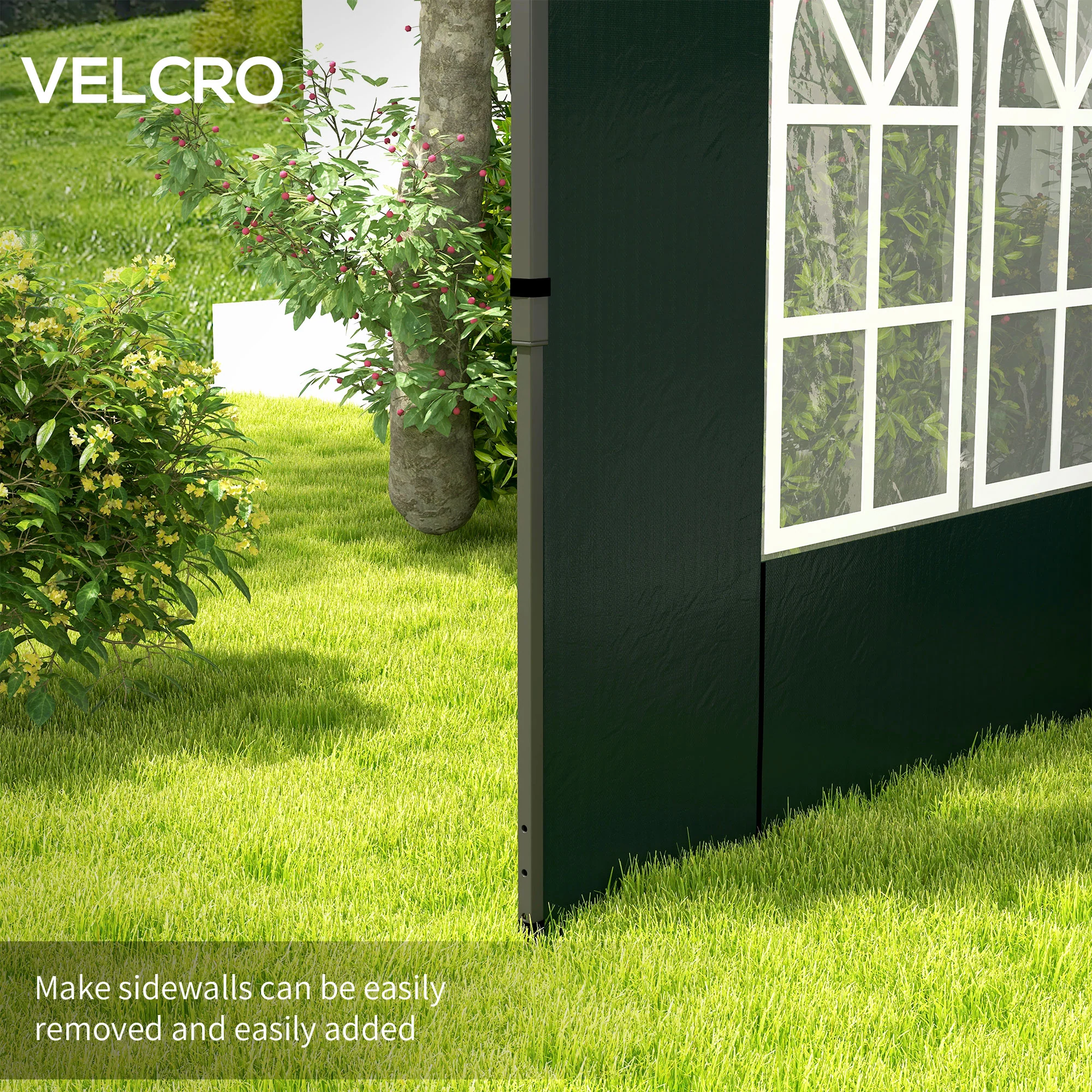 Outsunny Gazebo Side Panels for 3x3(m) or 3x6m Gazebo Canopy, 2 Pack, Green - Image 4