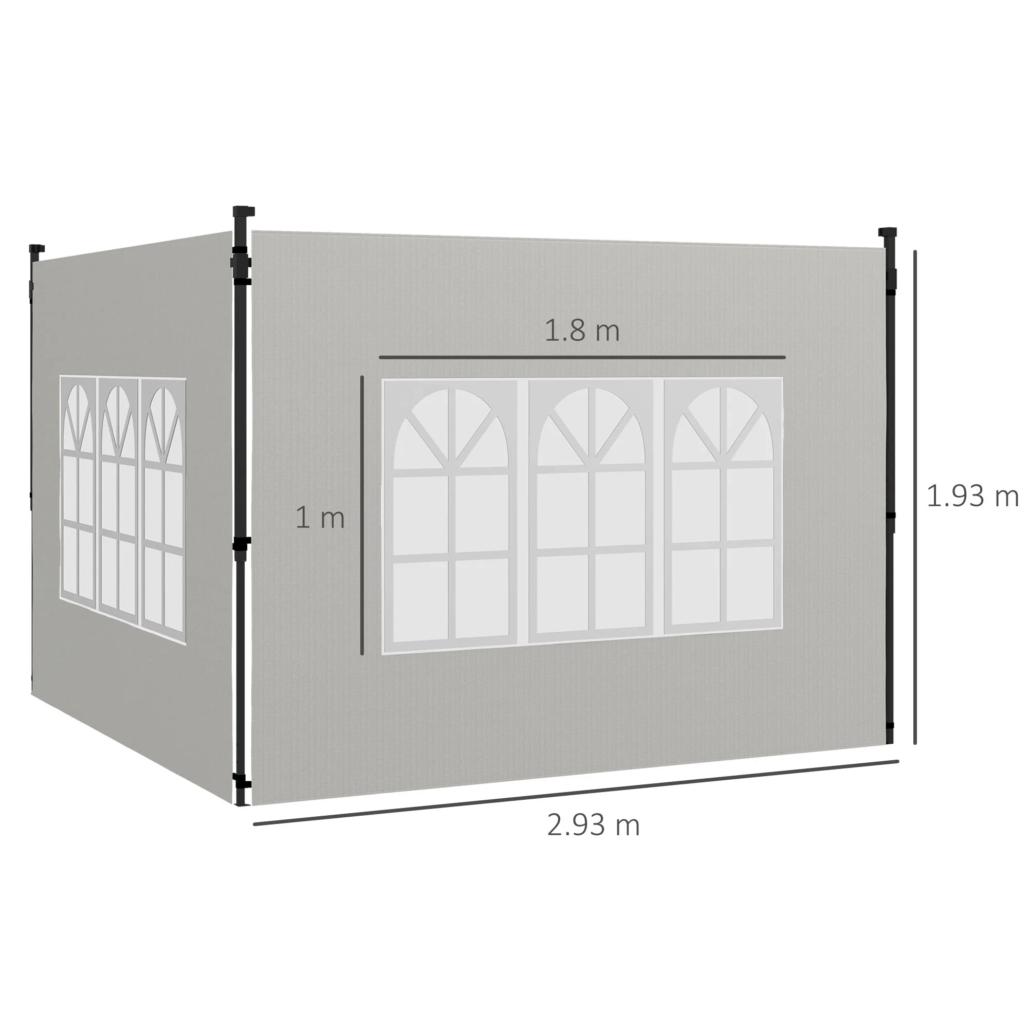Outsunny Gazebo Side Panels for 3x3(m) or 3x6m Gazebo Canopy, 2 Pack, White - Image 5
