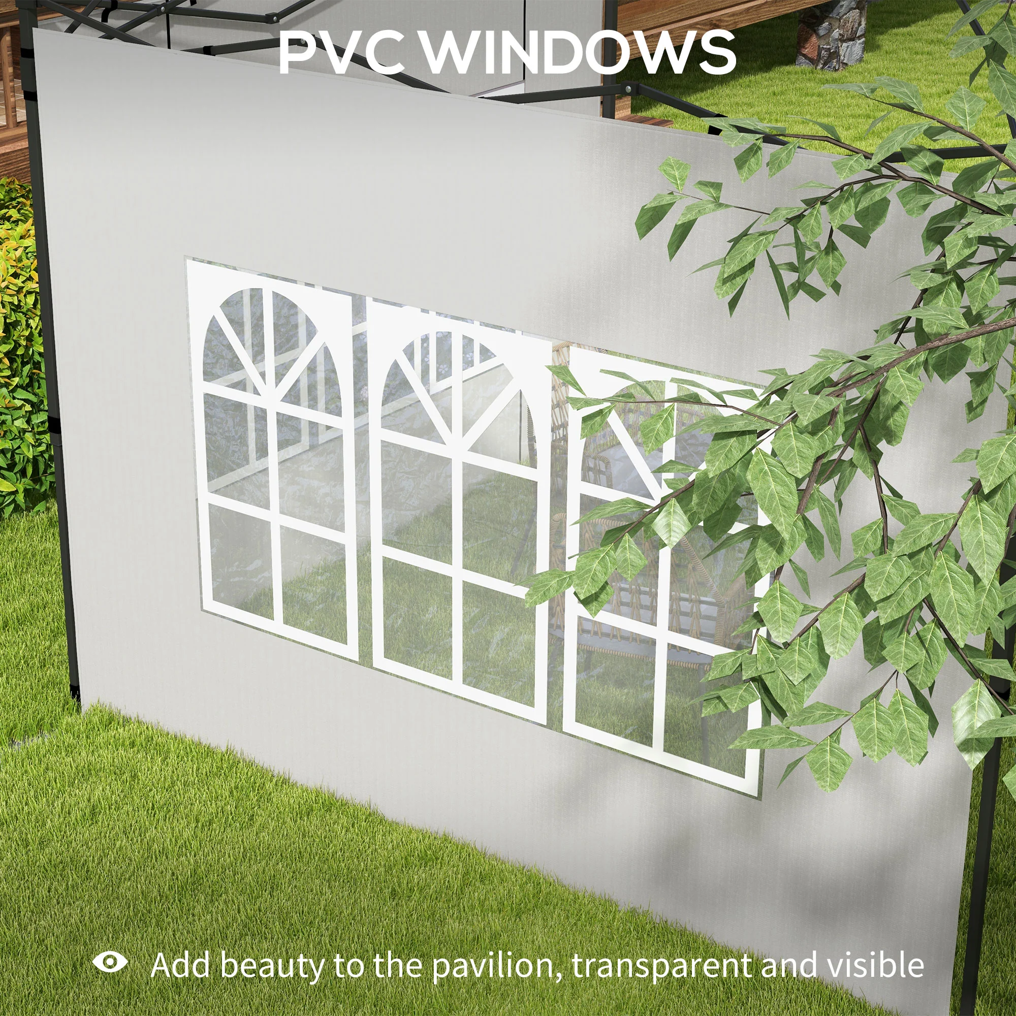 Outsunny Gazebo Side Panels for 3x3(m) or 3x6m Gazebo Canopy, 2 Pack, White - Image 6