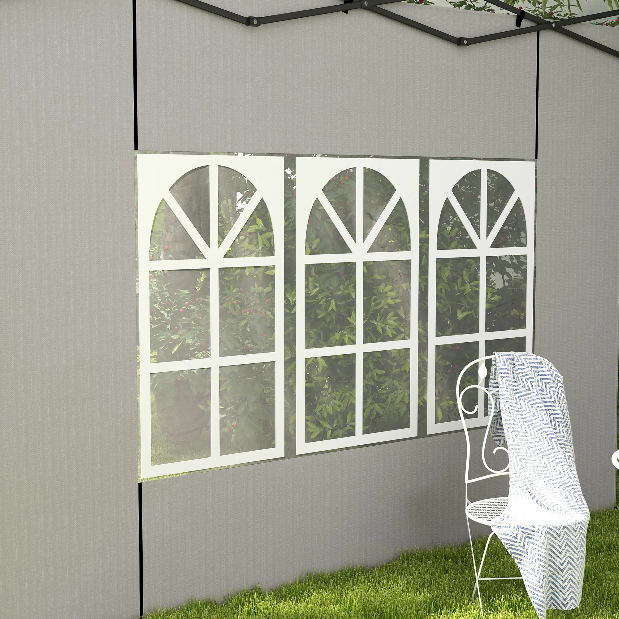 Outsunny Gazebo Side Panels for 3x3(m) or 3x6m Gazebo Canopy, 2 Pack, White - Image 9