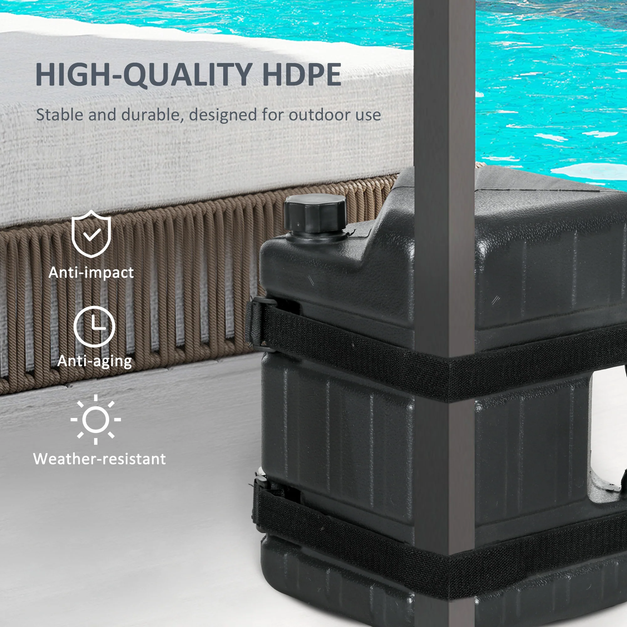 Outsunny Gazebo Weights Set of 4, HDPE Water or Sand Filled with Secure Straps - Image 6