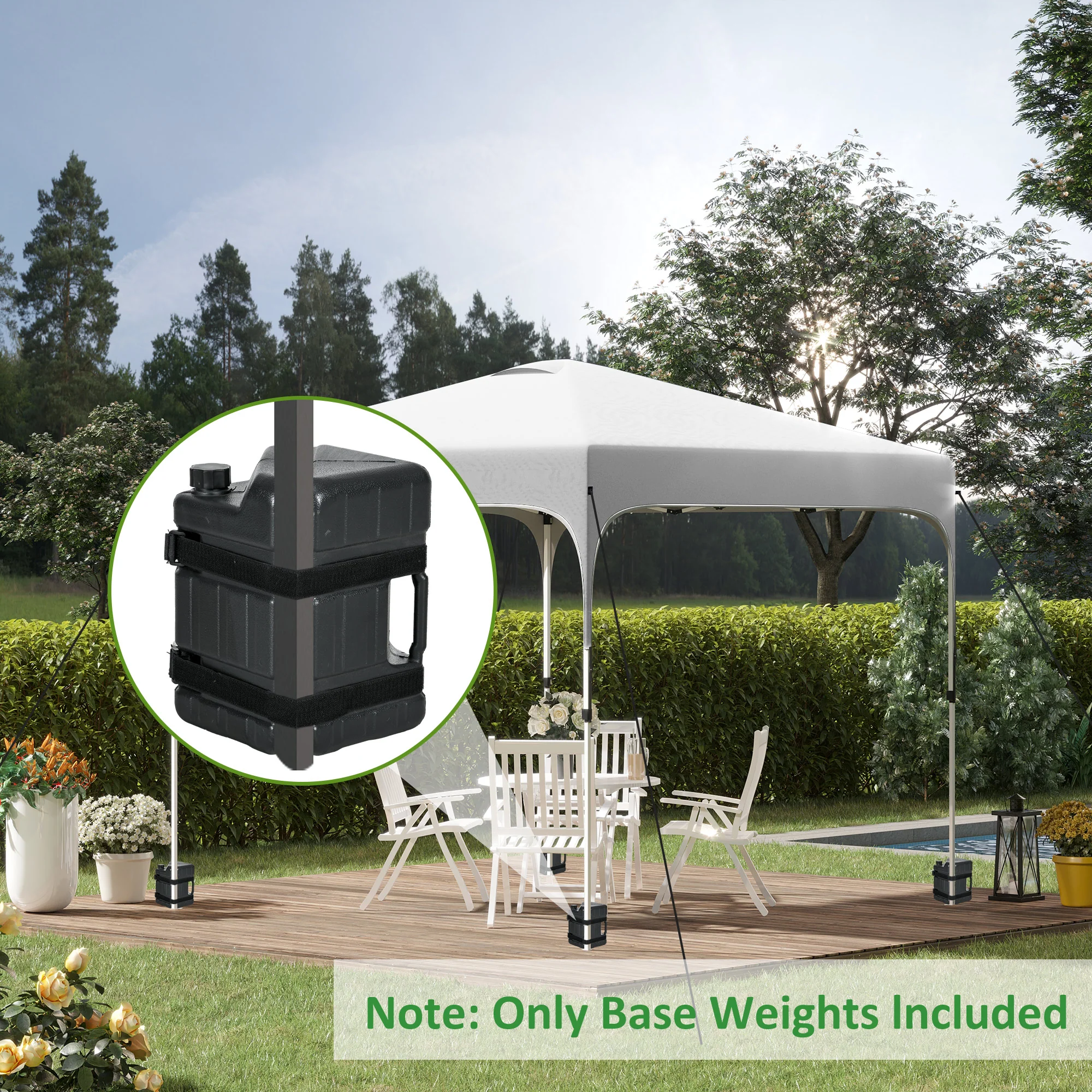 Outsunny Gazebo Weights Set of 4, HDPE Water or Sand Filled with Secure Straps - Image 2