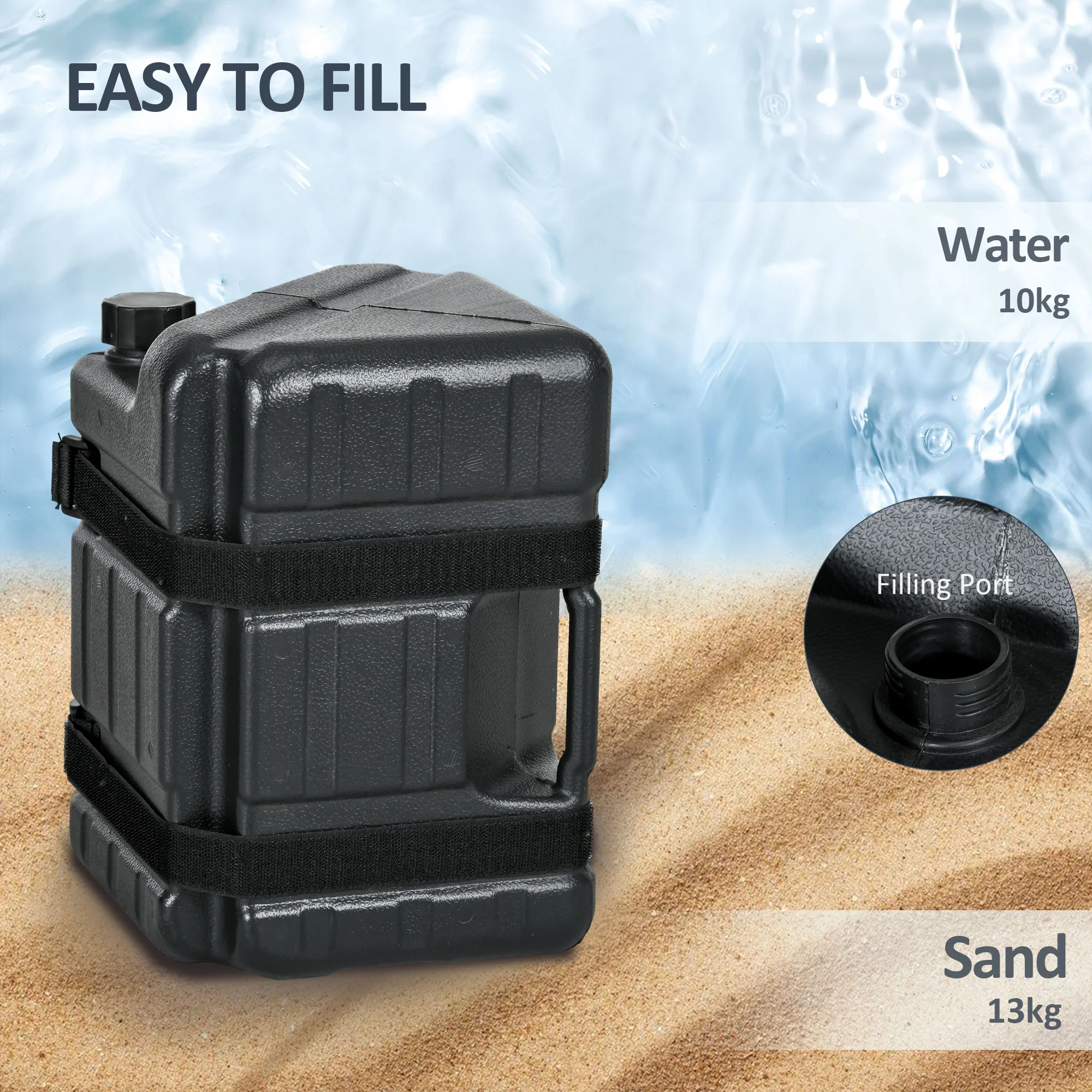 Outsunny Gazebo Weights Set of 4, HDPE Water or Sand Filled with Secure Straps - Image 4