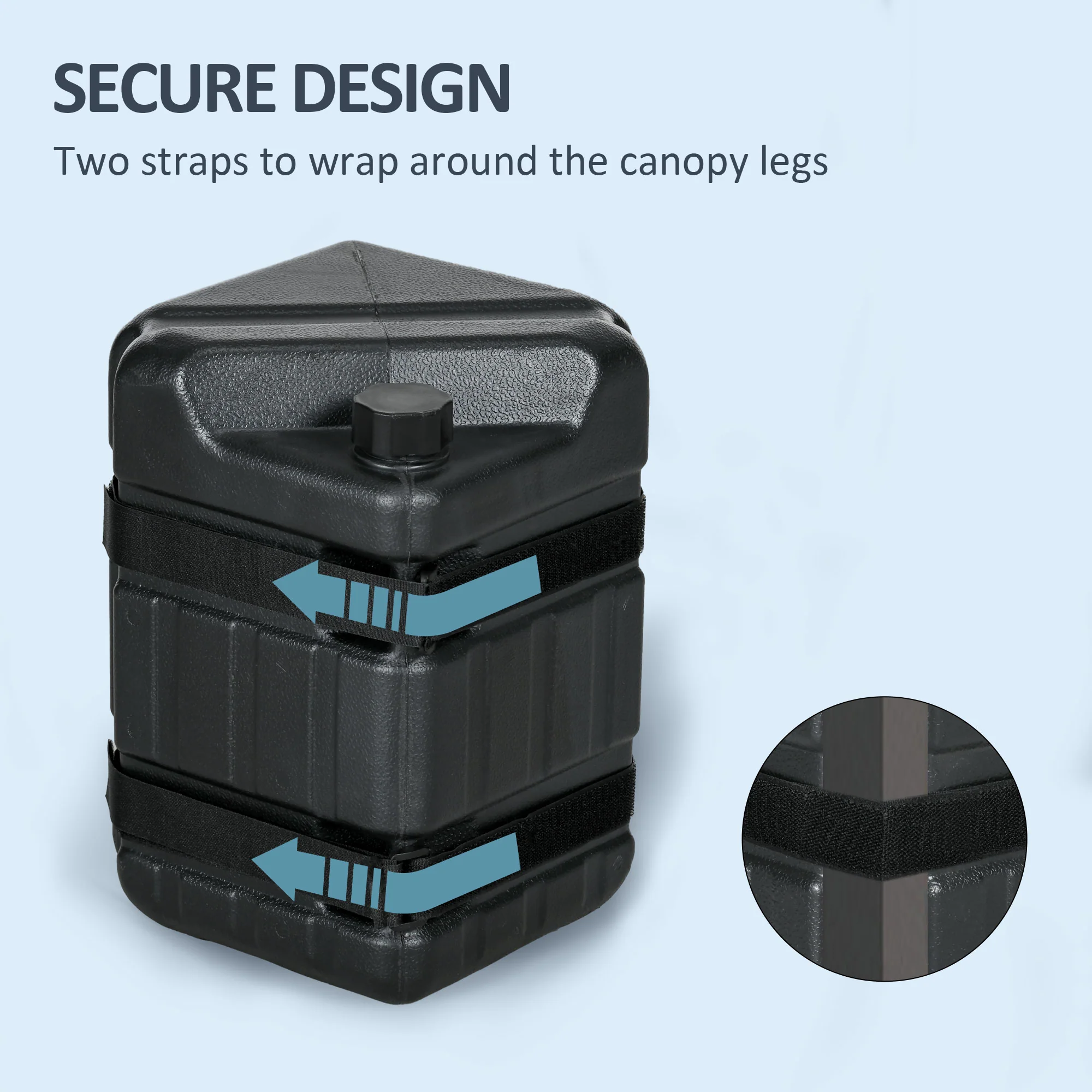 Outsunny Gazebo Weights Set of 4, HDPE Water or Sand Filled with Secure Straps - Image 7
