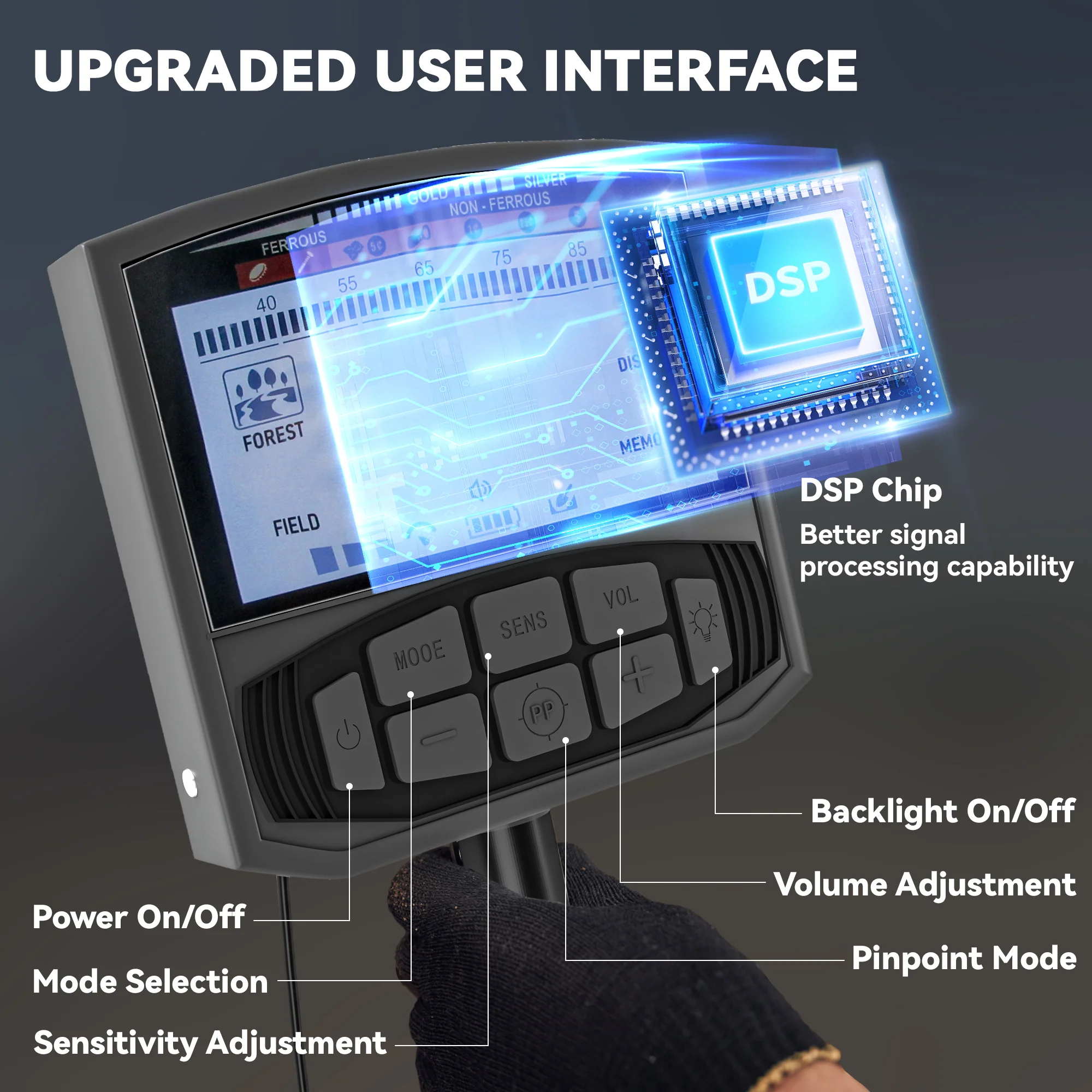 Outsunny Gold Metal Detector With DSP Chip And 5 Professional Modes - Image 4