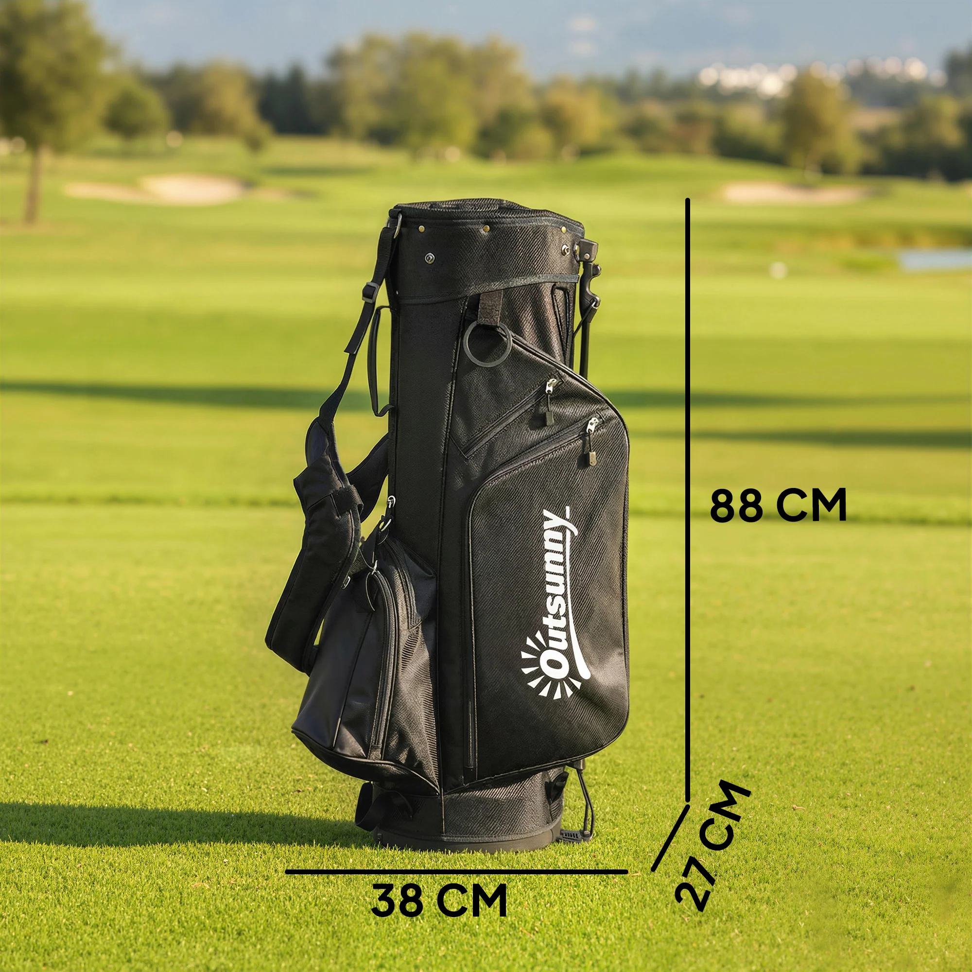 Outsunny Golf Stand Bag 6 Way Full-Length Dividers, Waterproof Golf Bag Grey - Image 3