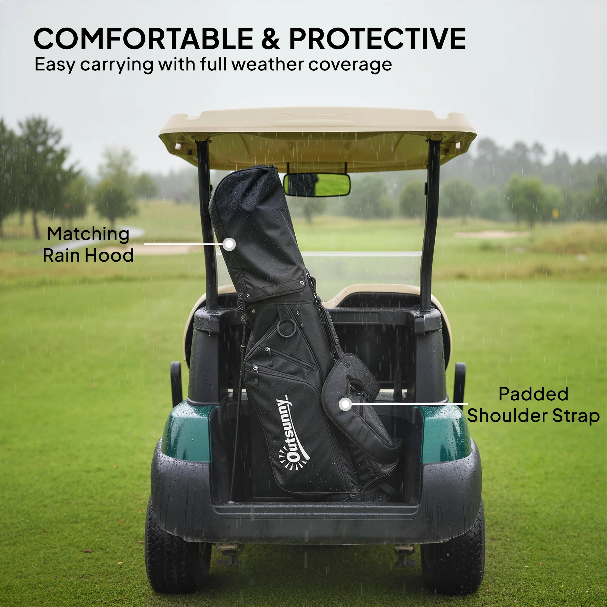 Outsunny Golf Stand Bag 6 Way Full-Length Dividers, Waterproof Golf Bag Grey - Image 8