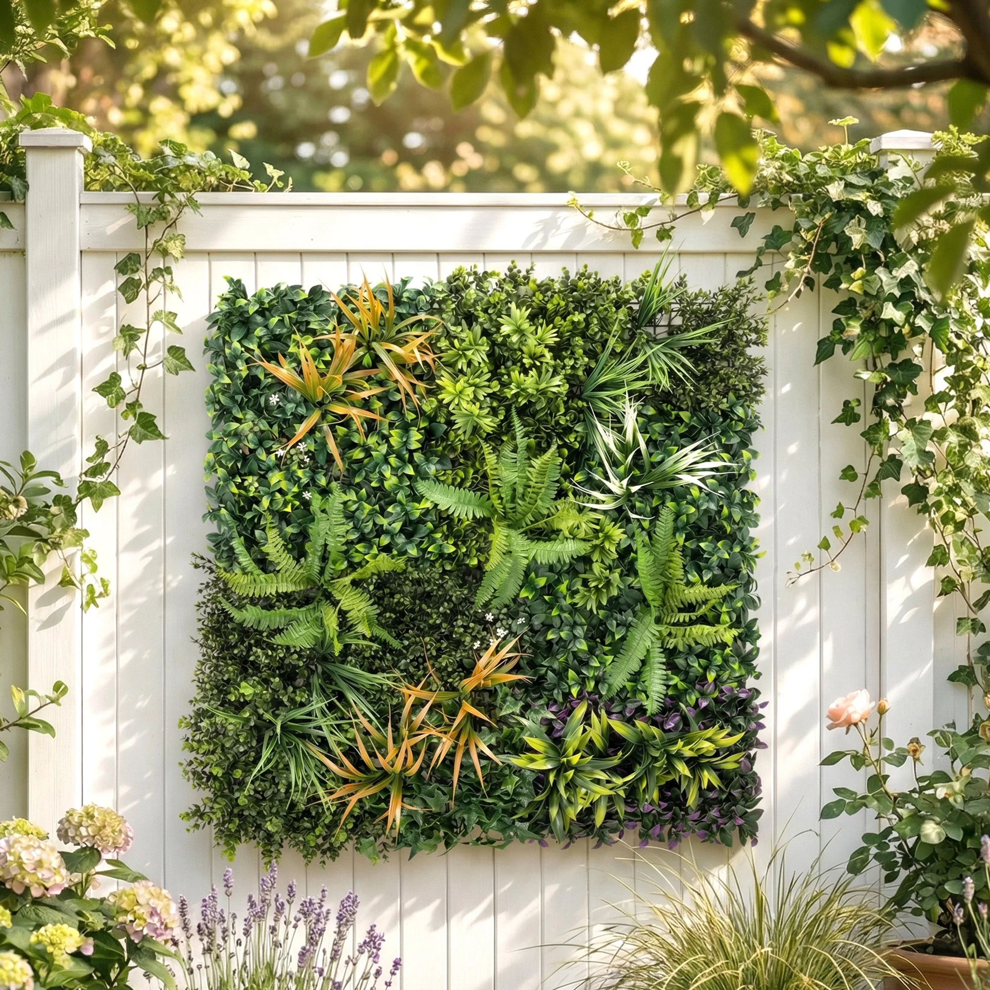 Outsunny Grass Wall Panels, Greenery Backdrop Panels, Green - Image 2