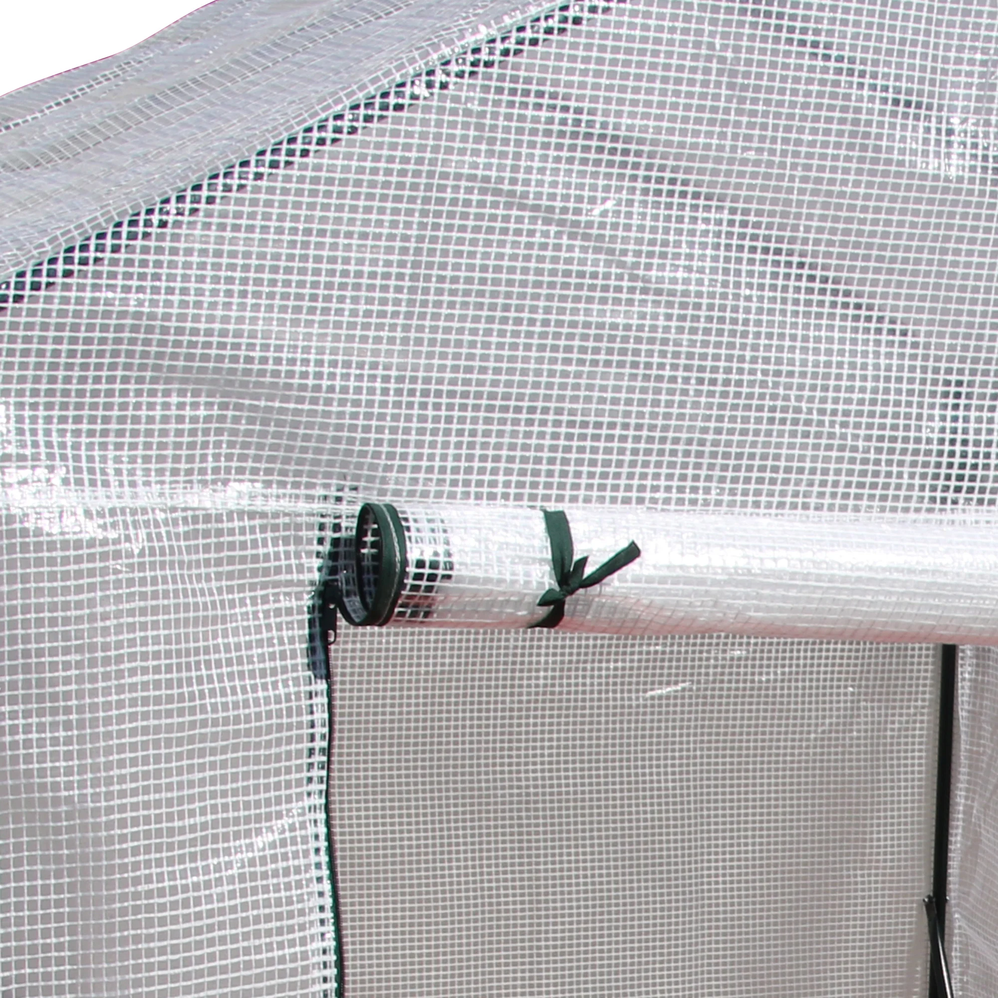 Outsunny Greenhouse for Outdoor w/ 2 Tier Shelf Roll-Up Zippered Door PE Cover Green - Image 8