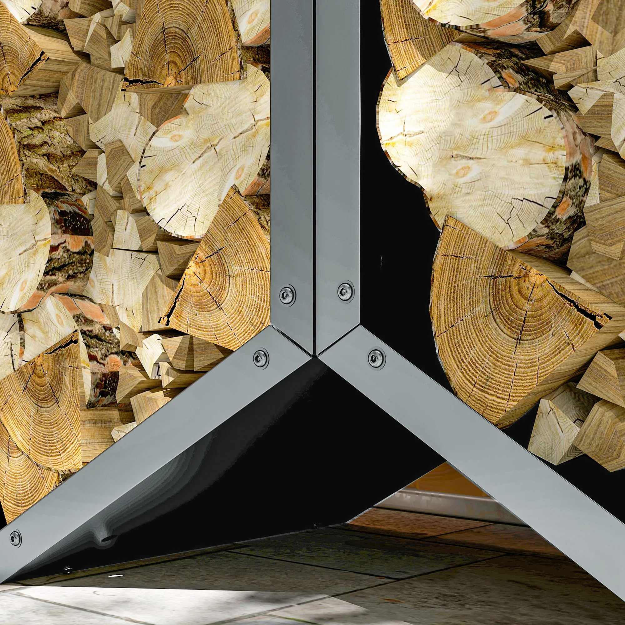 Outsunny Grey steel Firewood Log Rack Fireplace Log Holder for Indoor Outdoor - Image 9