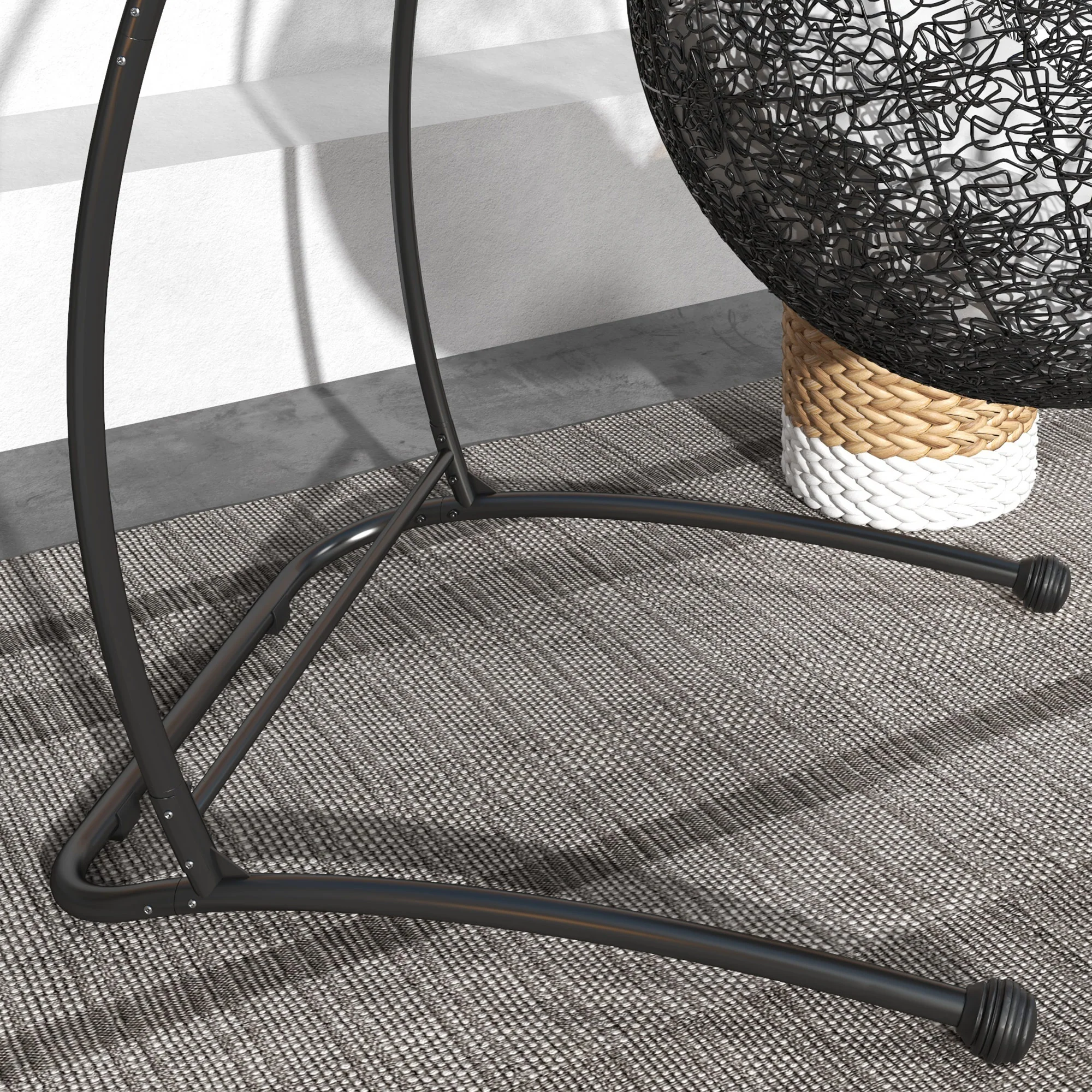 Outsunny Hammock Chair Stand with Metal Frame C Shape Hammock Stand Only, Black - Image 9
