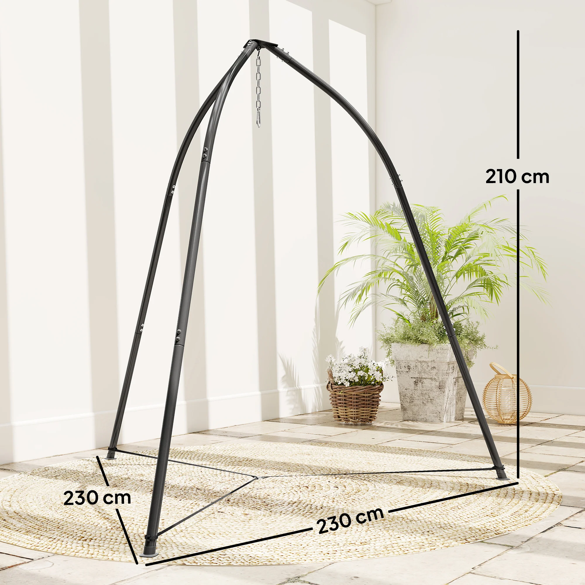 Outsunny Hammock Stand Adjustable Height, for Patio, Garden, Black - Image 3